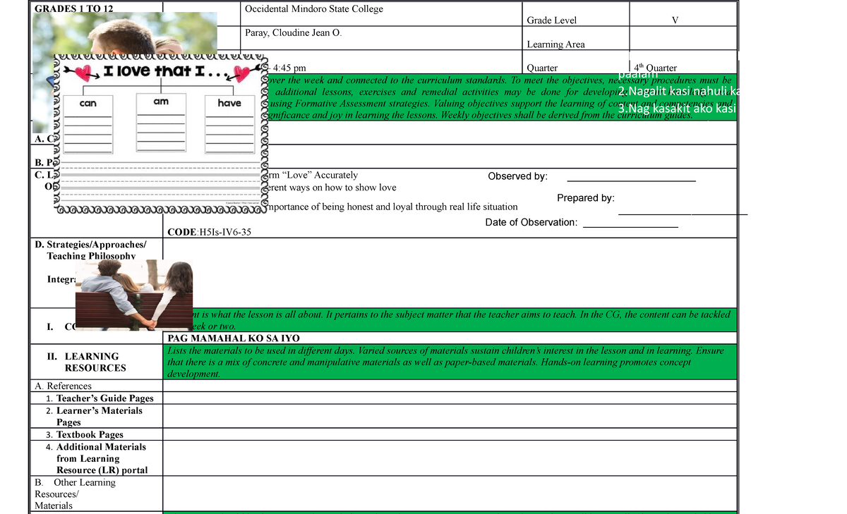 Final health lp - lesson plan - Prepared by ...