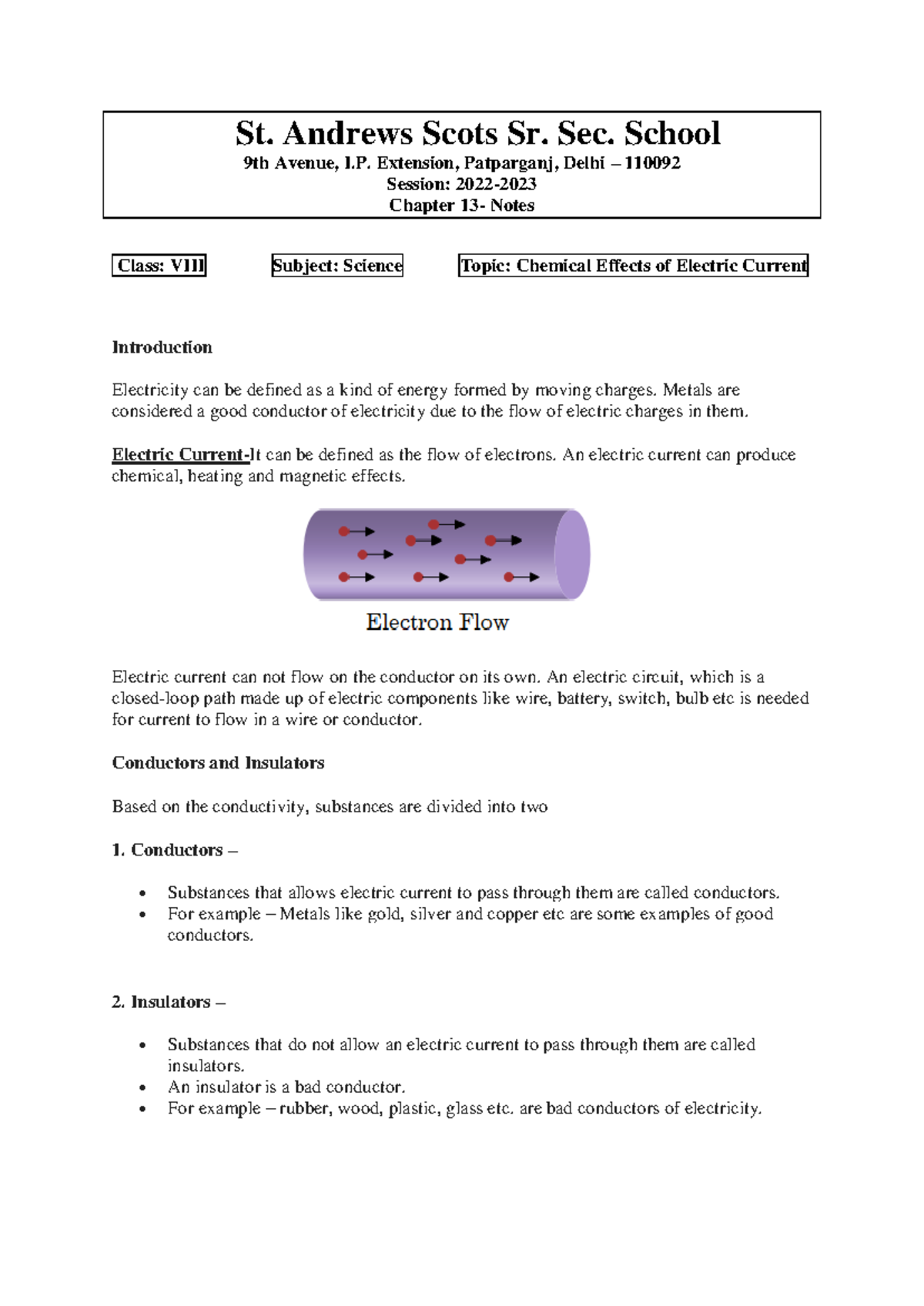 Science- L-13 Chemical Effects of Electric Current Notes (VIII) - St ...