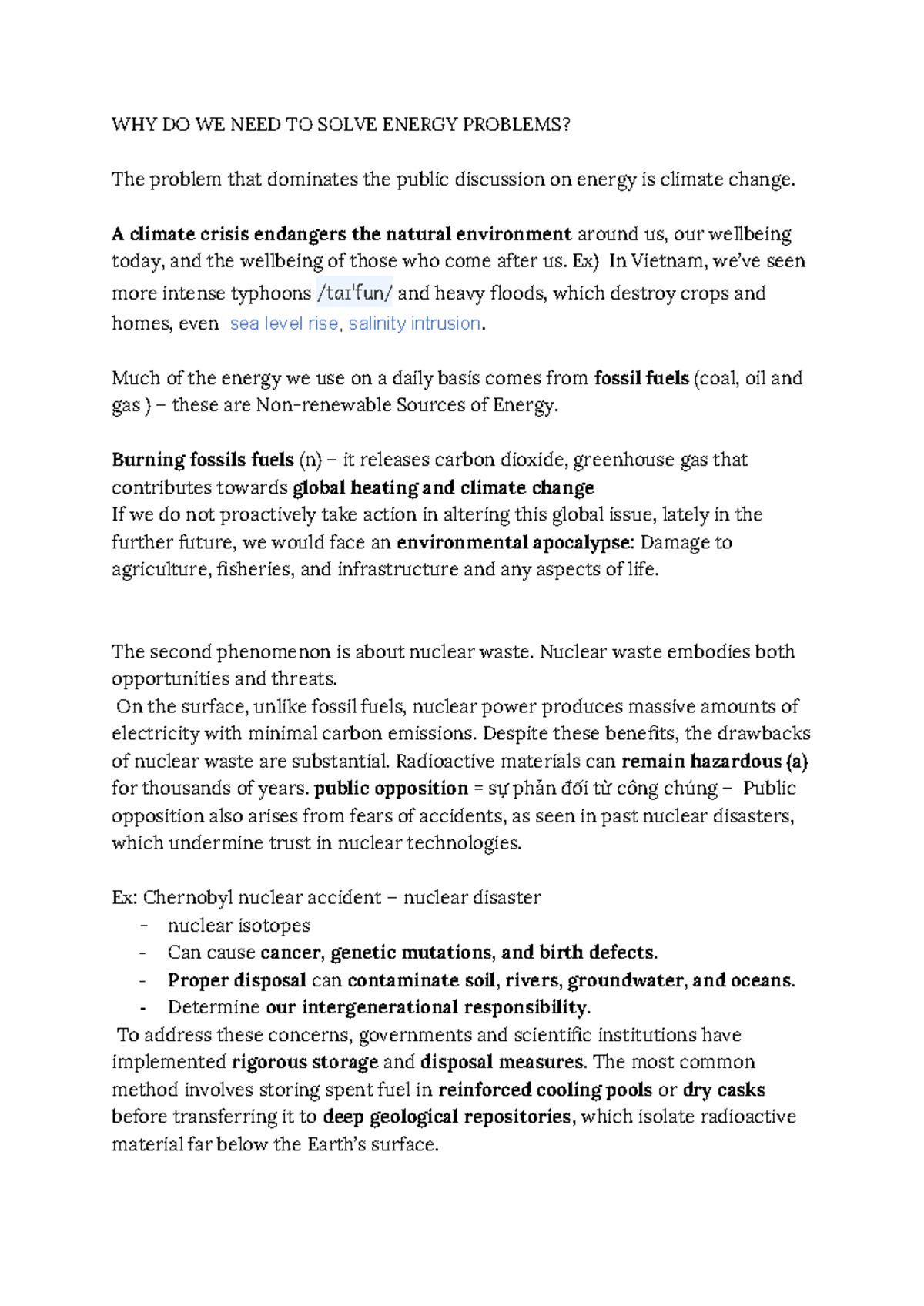 Energy Challenges and Solutions: Climate Change, Nuclear Waste, and ...