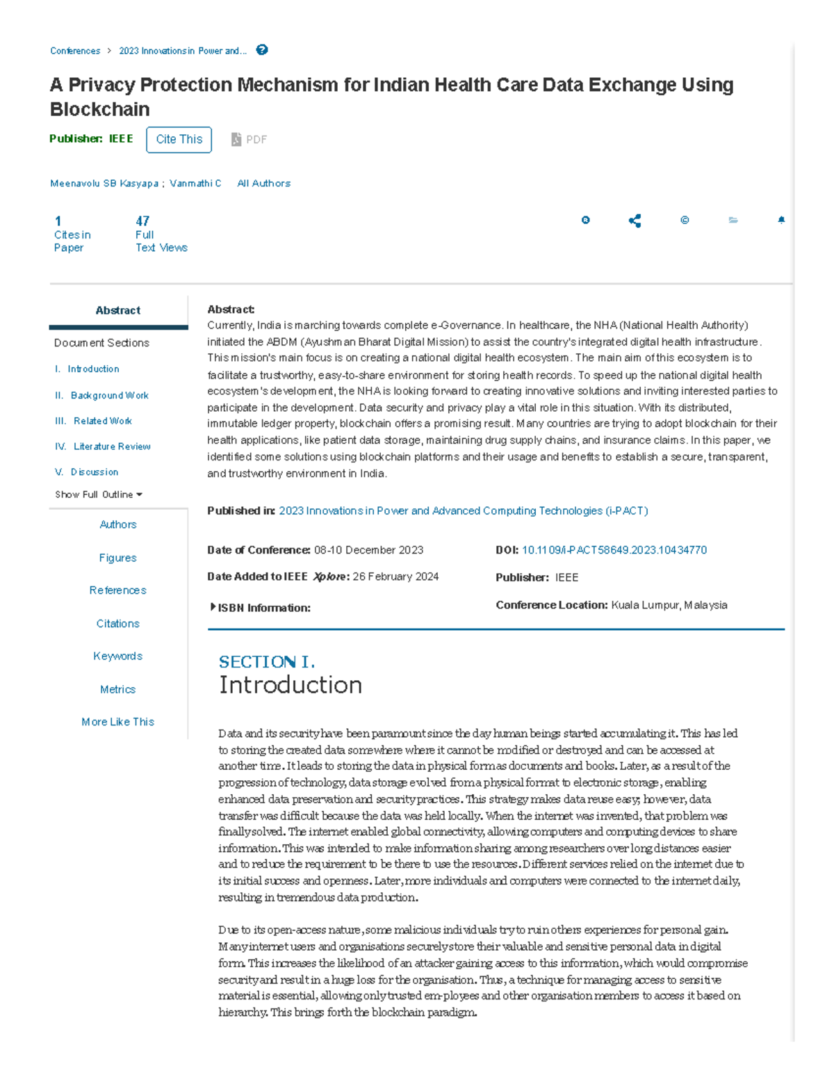 2023 Innovations in Power: Blockchain for Indian Health Data Security ...