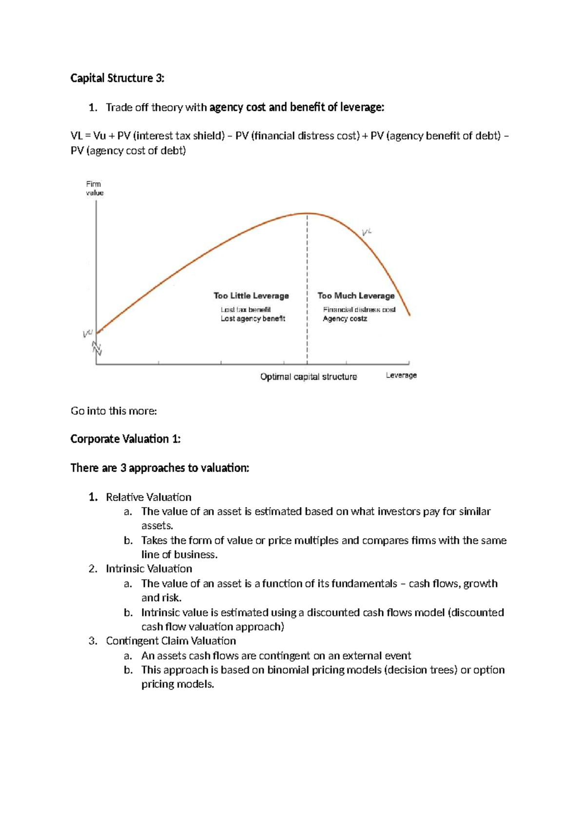 Corporate Finance Notes: Capital Structure & Valuation Approaches - Studocu
