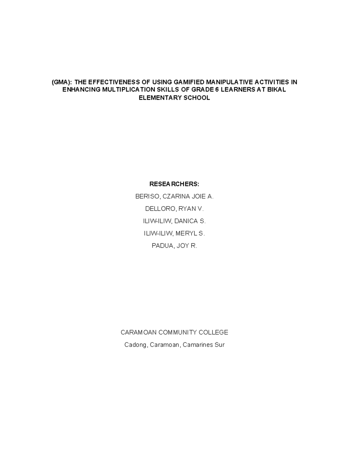 GMA: Enhancing Grade 6 Multiplication Skills Through Gamified ...