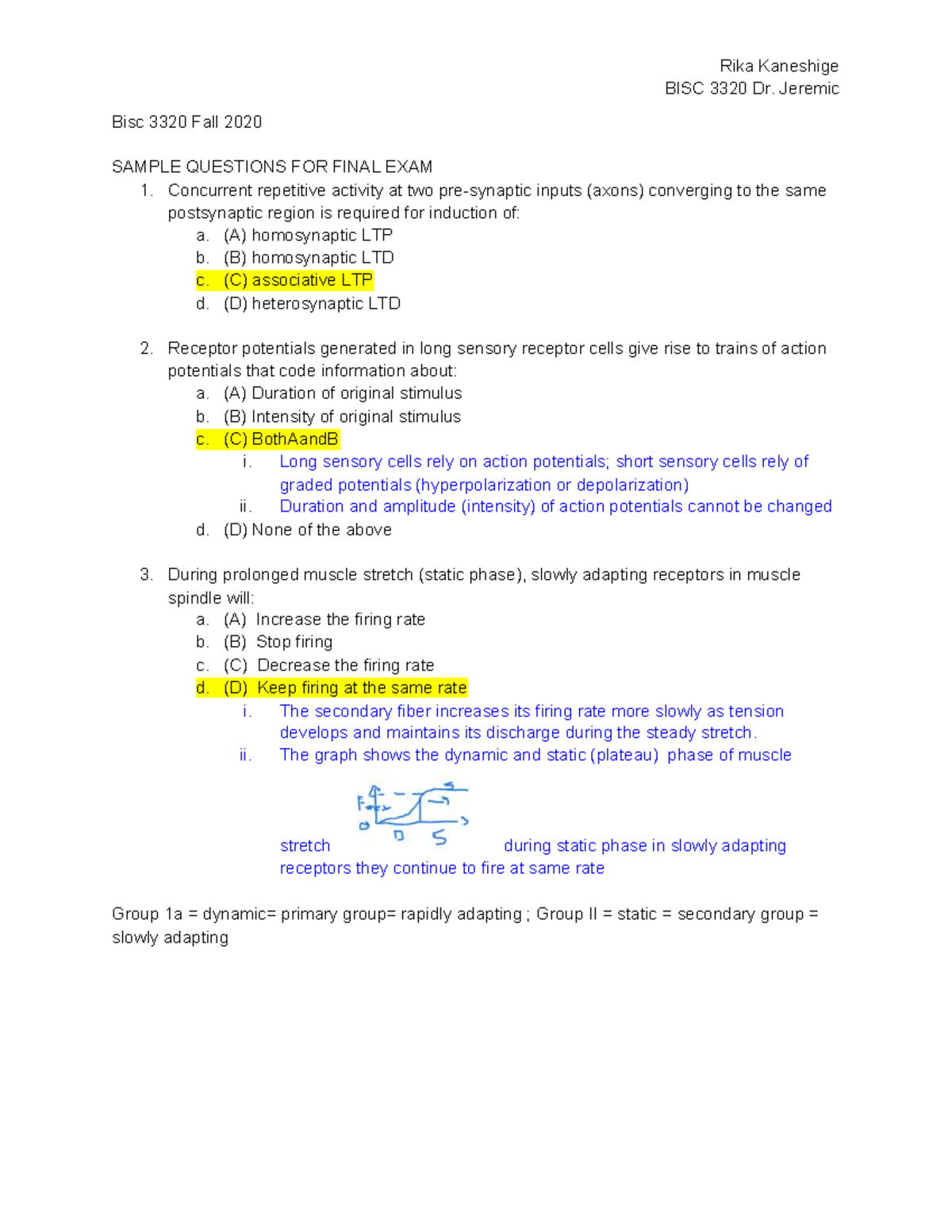 BISC 3320 Final Exam Comprehensive Study Guide - Studocu