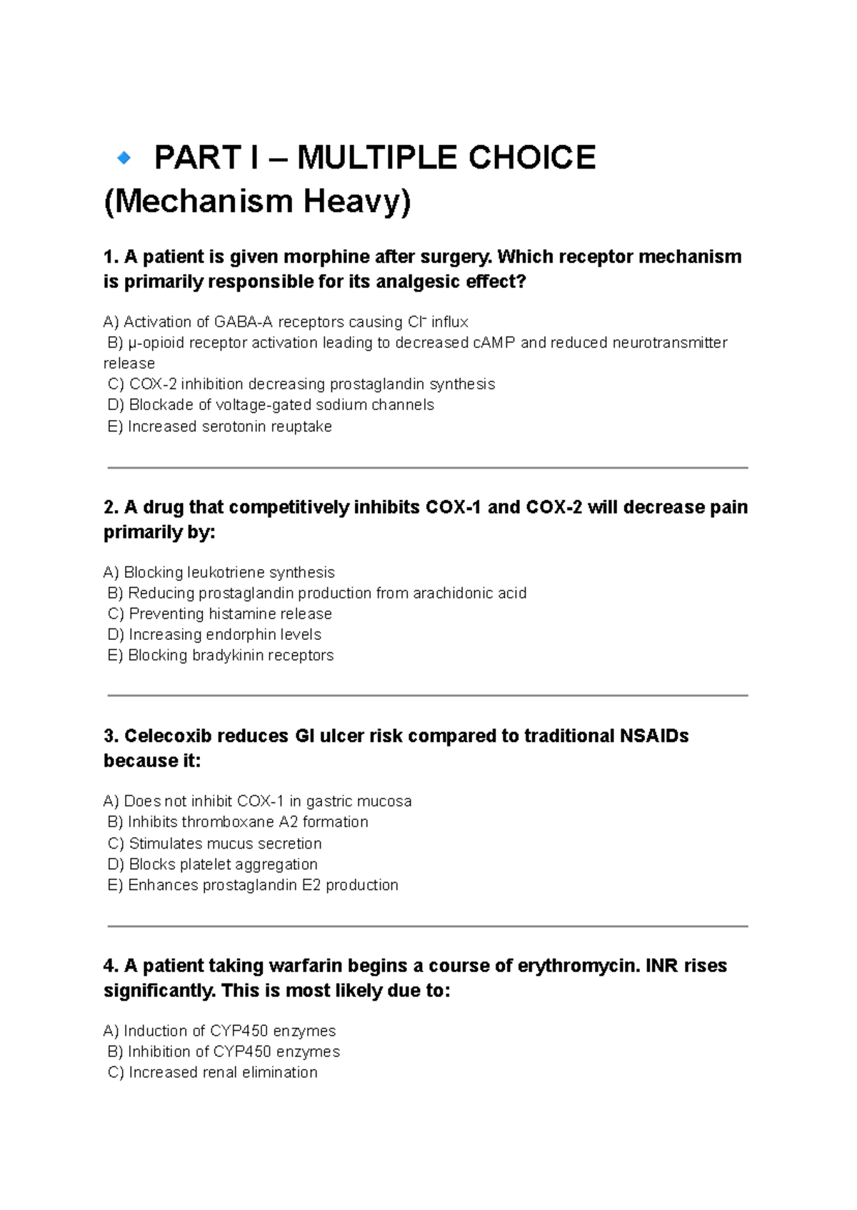 Midterm Practice: Mechanism Heavy MCQs and Fill-in-the-Blank - Studocu