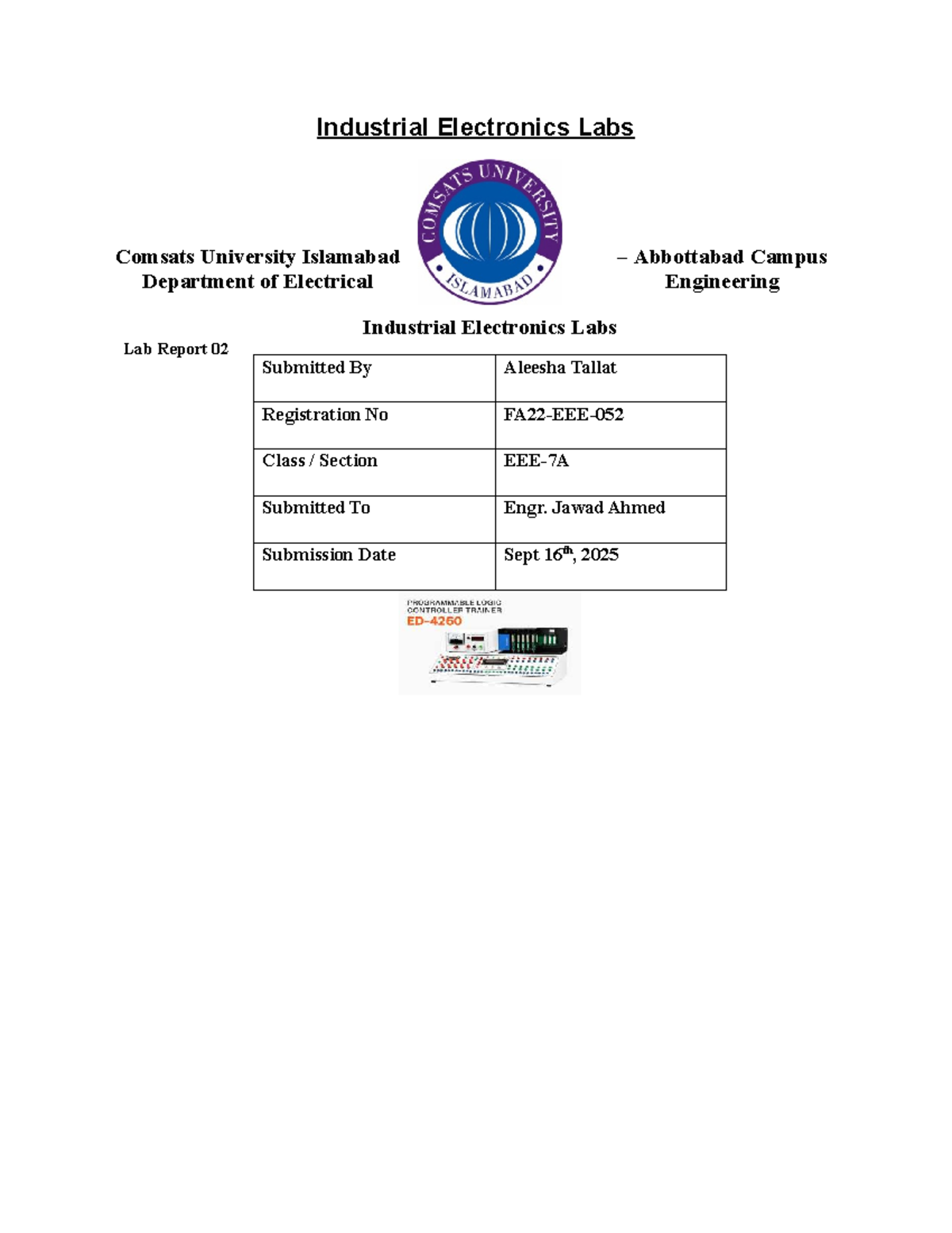 Industrial Electronics Lab Report 02: Logic Gates Implementation (IE ...