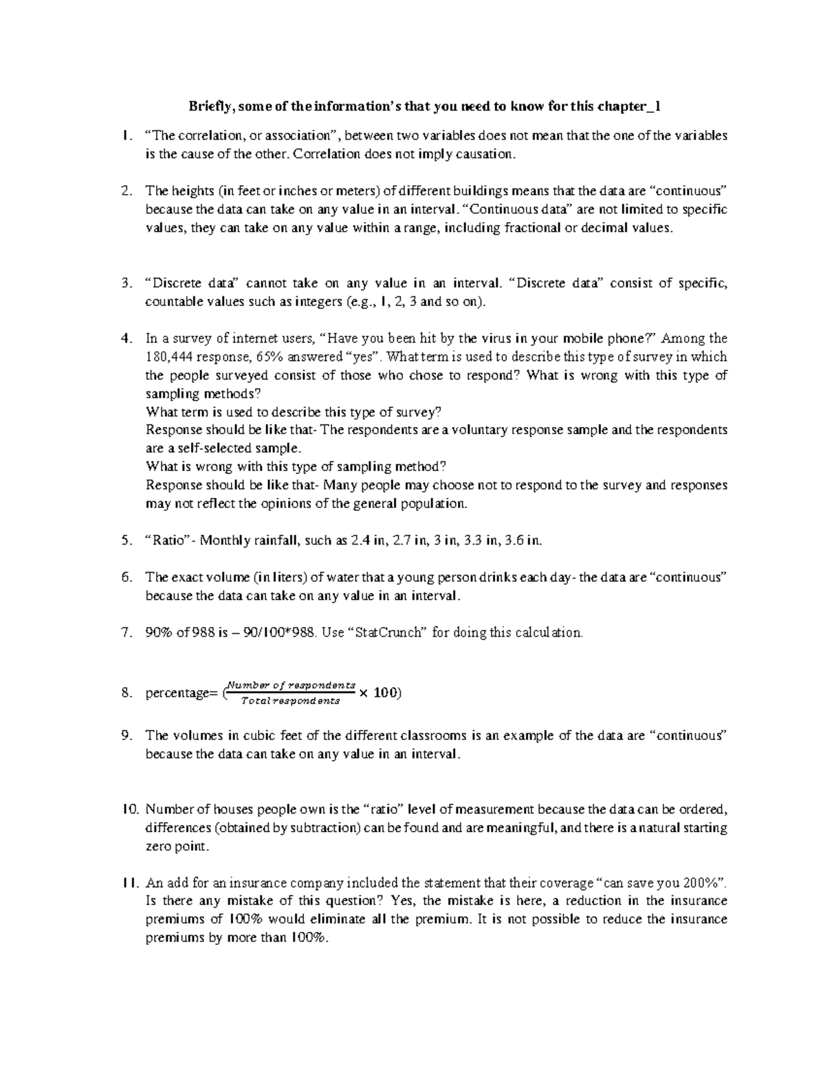 Brief notes for chapter 1 - Briefly, some of the information’s that you ...