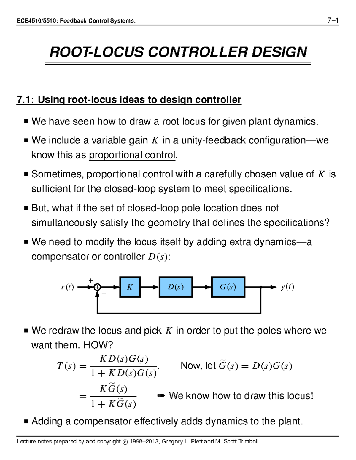 07 Root locus controller design 2022 - ECE4510/5510: Feedback Control ...