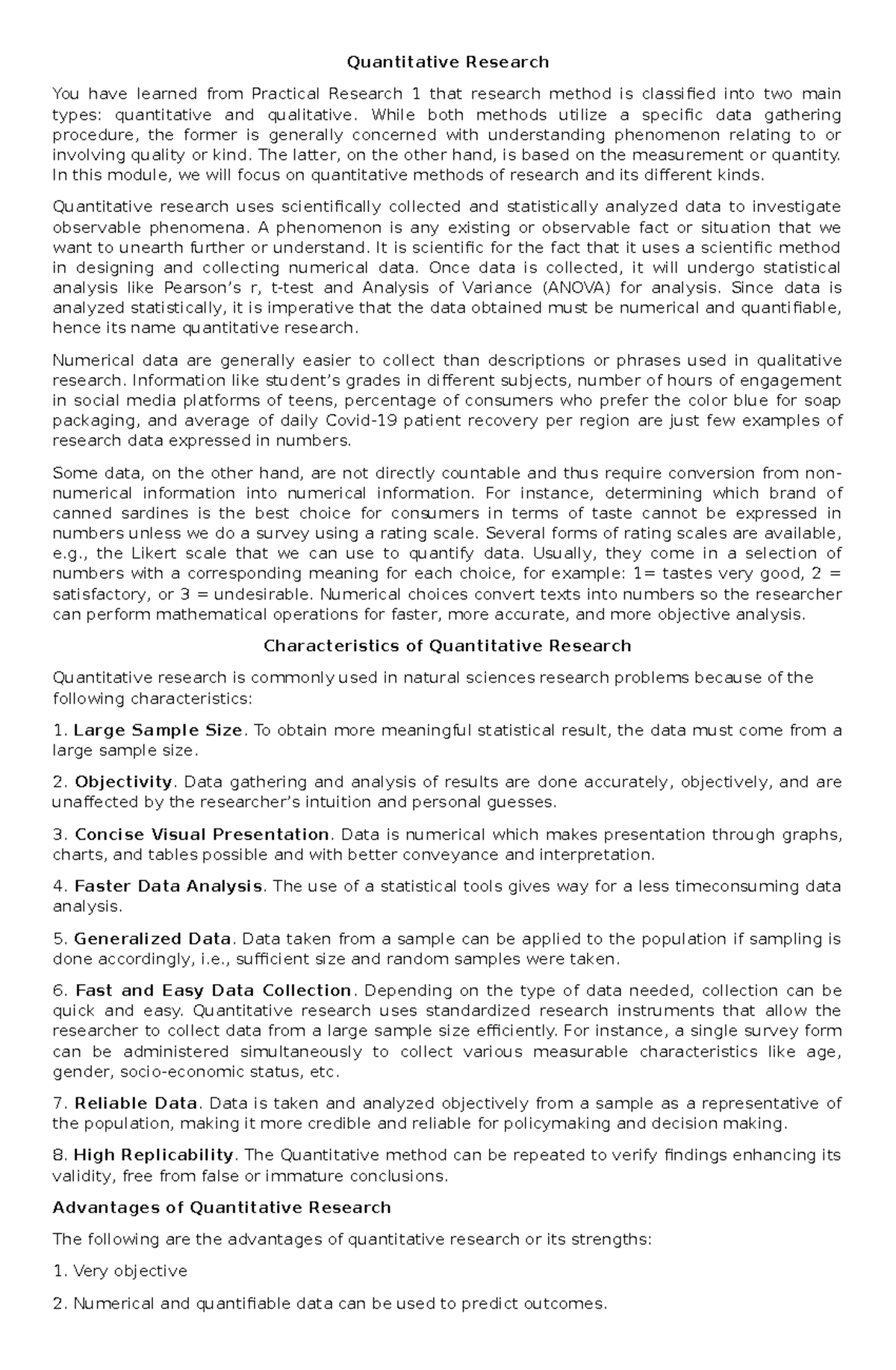 Quantitative Research Methods: A Comprehensive Reviewer Guide - Studocu