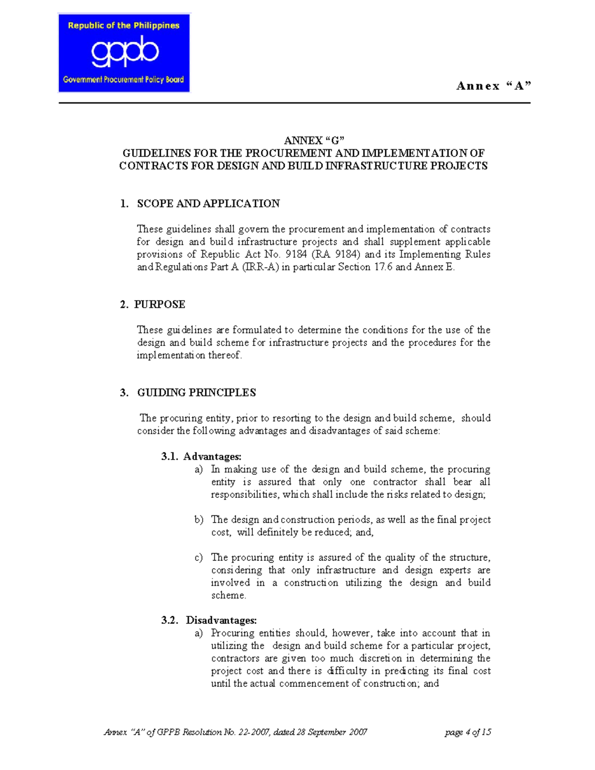 Guidelines for Design and Build Procurement under RA 9184 - Studocu