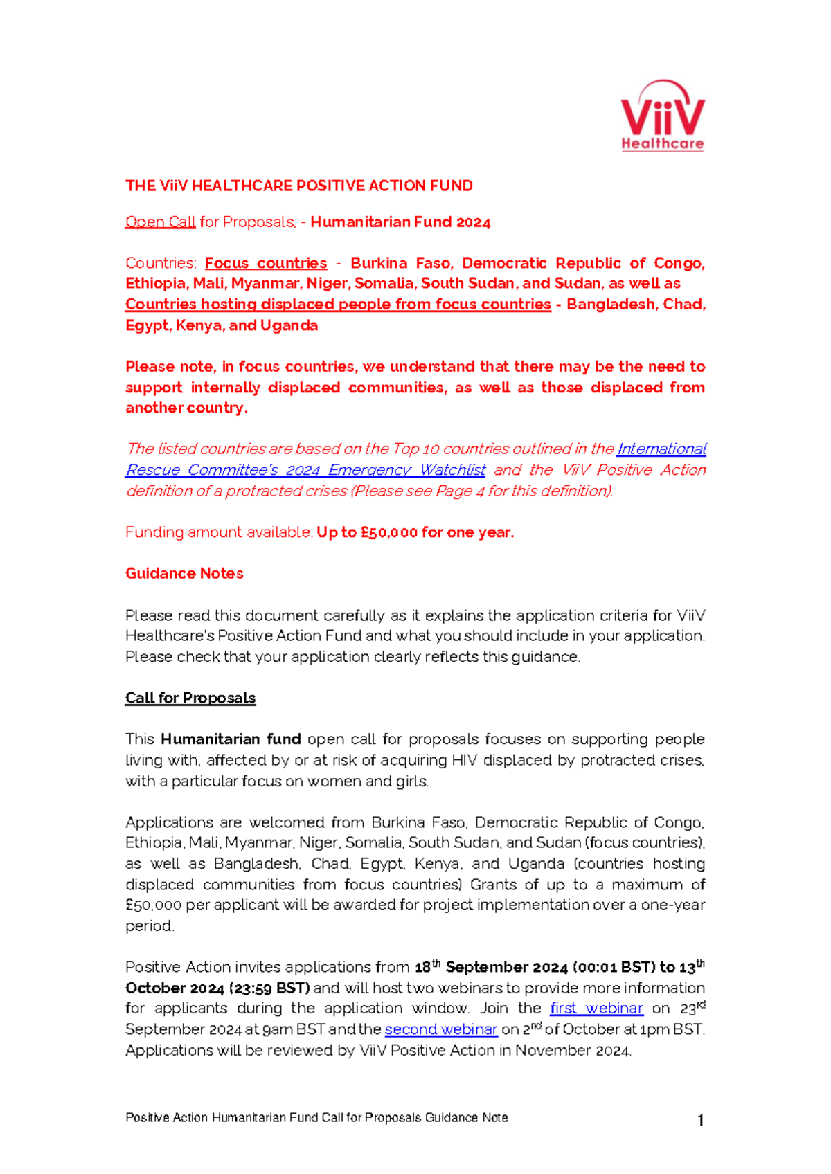 Humanitarian fund guidance note final new - THE ViiV HEALTHCARE ...