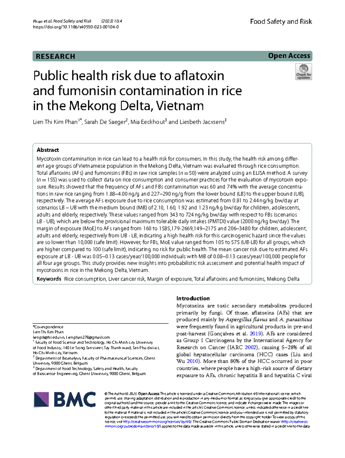 S40550 023 00104 0 - Public Health Risks of Aflatoxins in Rice ...