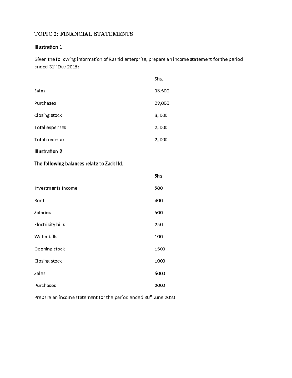 Financial Statement Illustrations for Income & Balance Sheets - Studocu