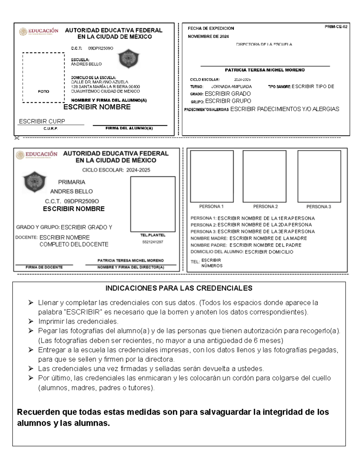 Formato de Credencial Editable para Alumnos y Tutores - Document Preview