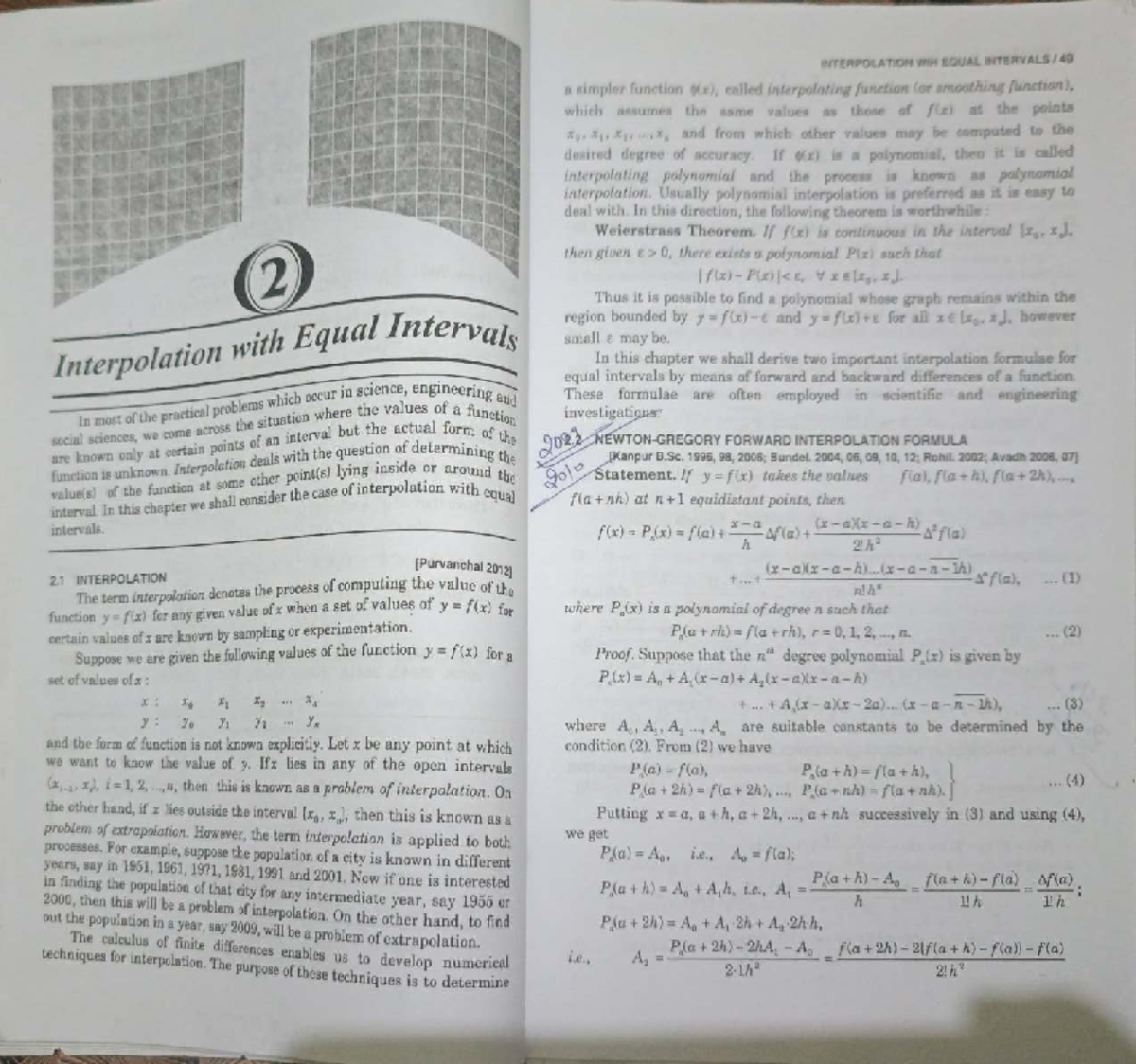 Numerical Analysis 1: Interpolation with Equal Intervals - Studocu