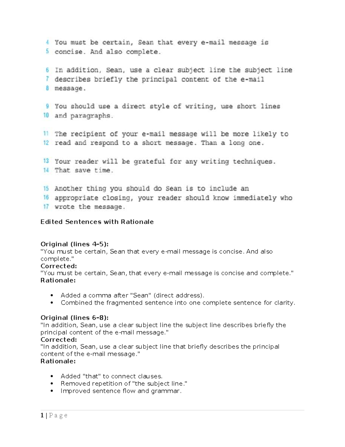 Edited Sentences with Rationale: Semi-Final Review - Studocu