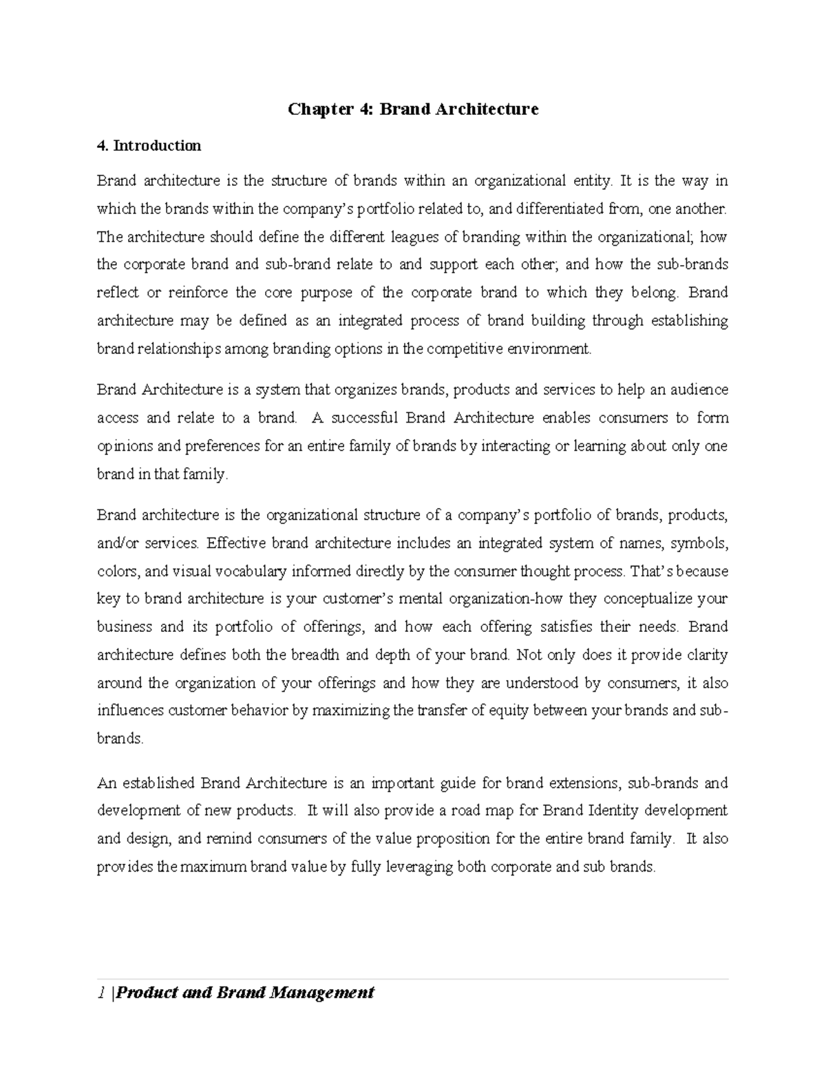 Chapter 4: Brand Architecture Overview and Strategies - Studocu
