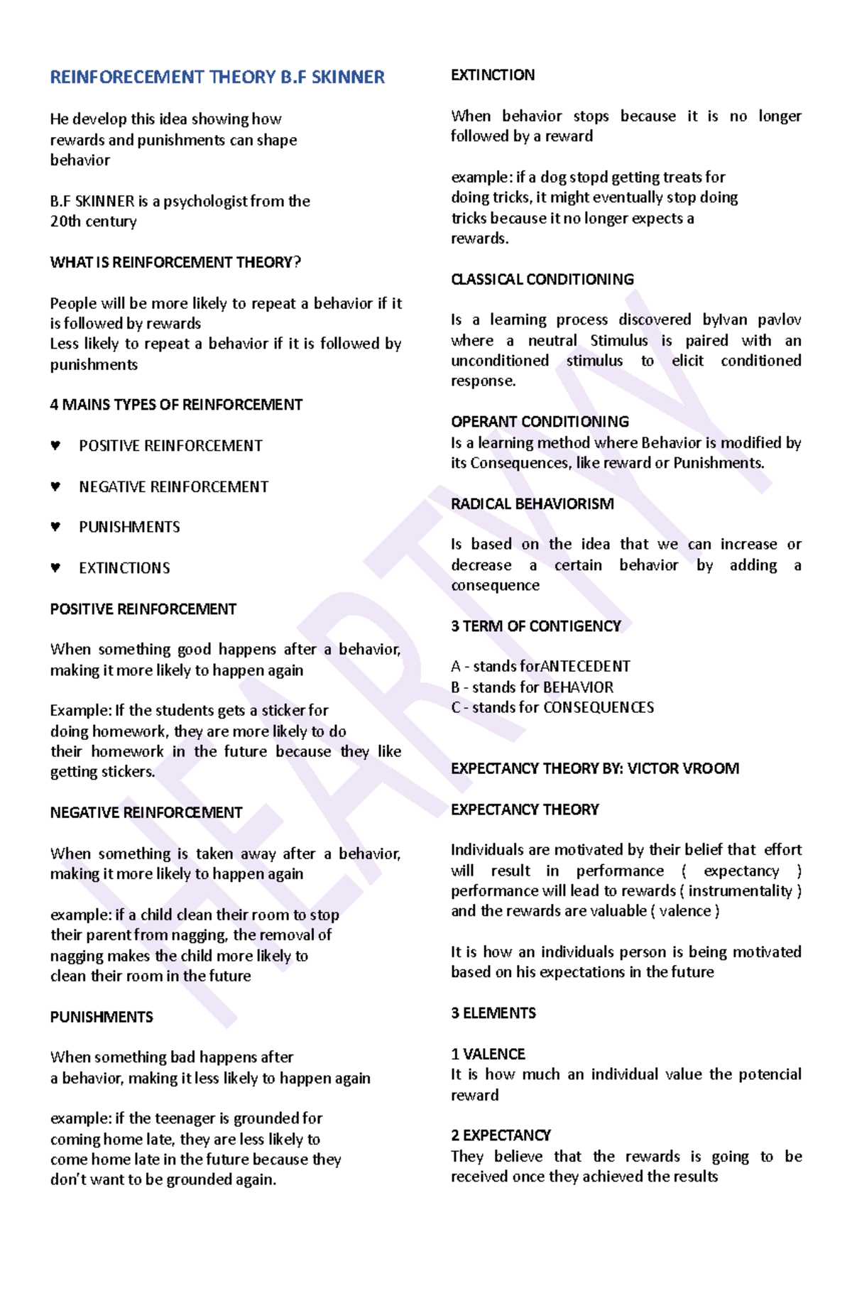Profed 101: Final Exam Notes on Reinforcement Theory and Child Rights ...