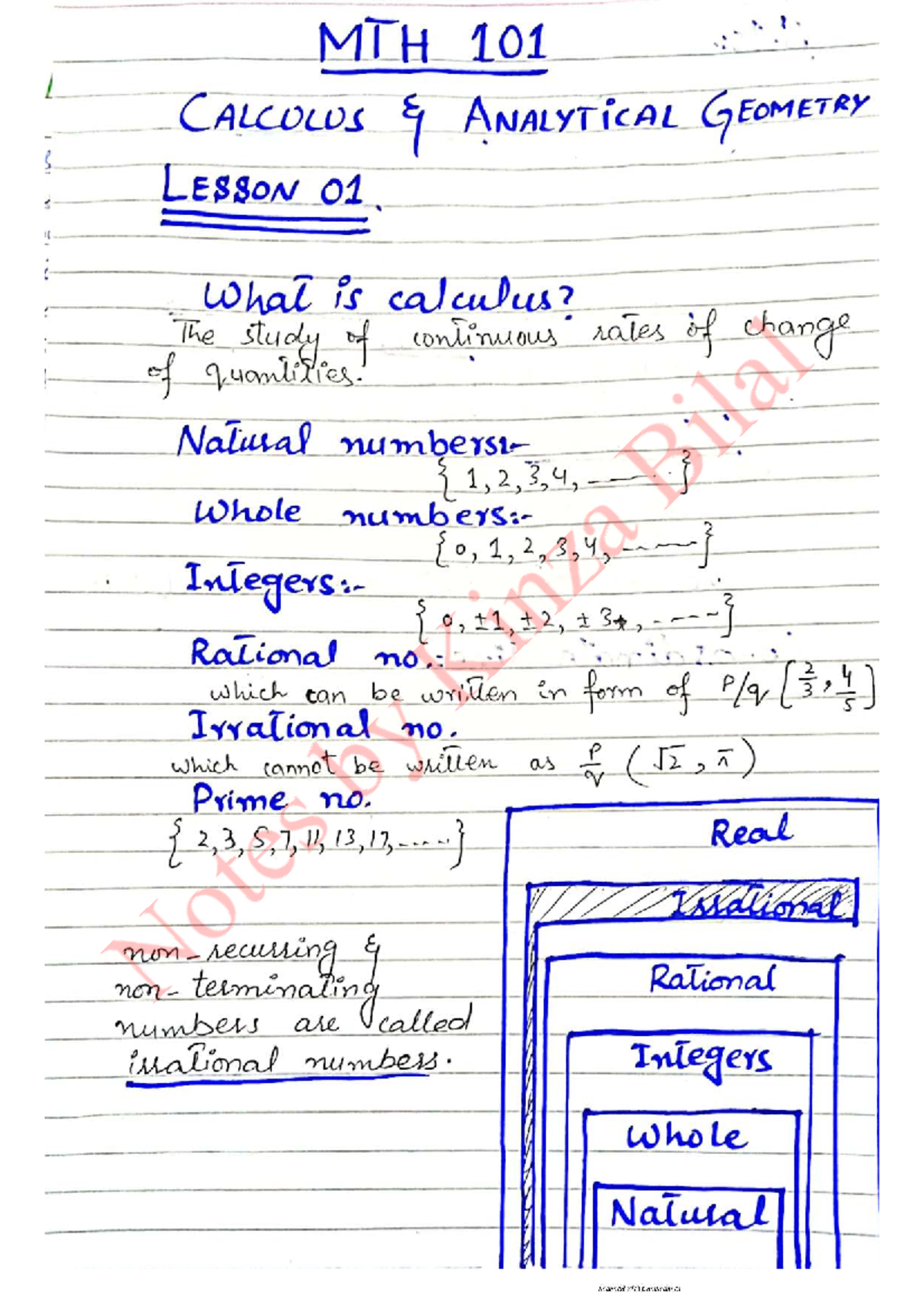 Mth 101 Calculus Analytical Geometry Midterm Notes Studocu