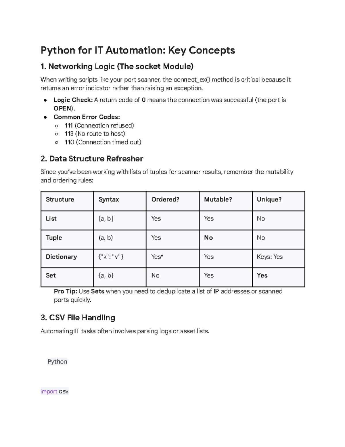 Python IT Automation D522: Key Concepts & Networking Logic - Studocu