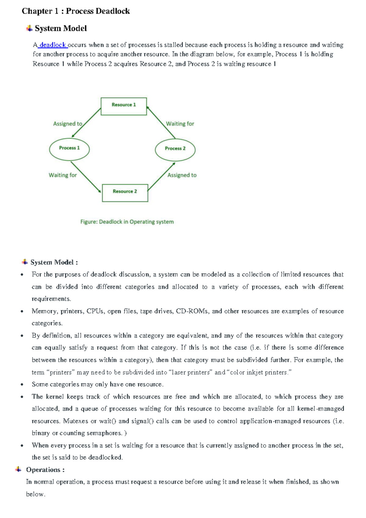 Chapter 1: Process Deadlock System Model - Key Concepts and Algorithms ...