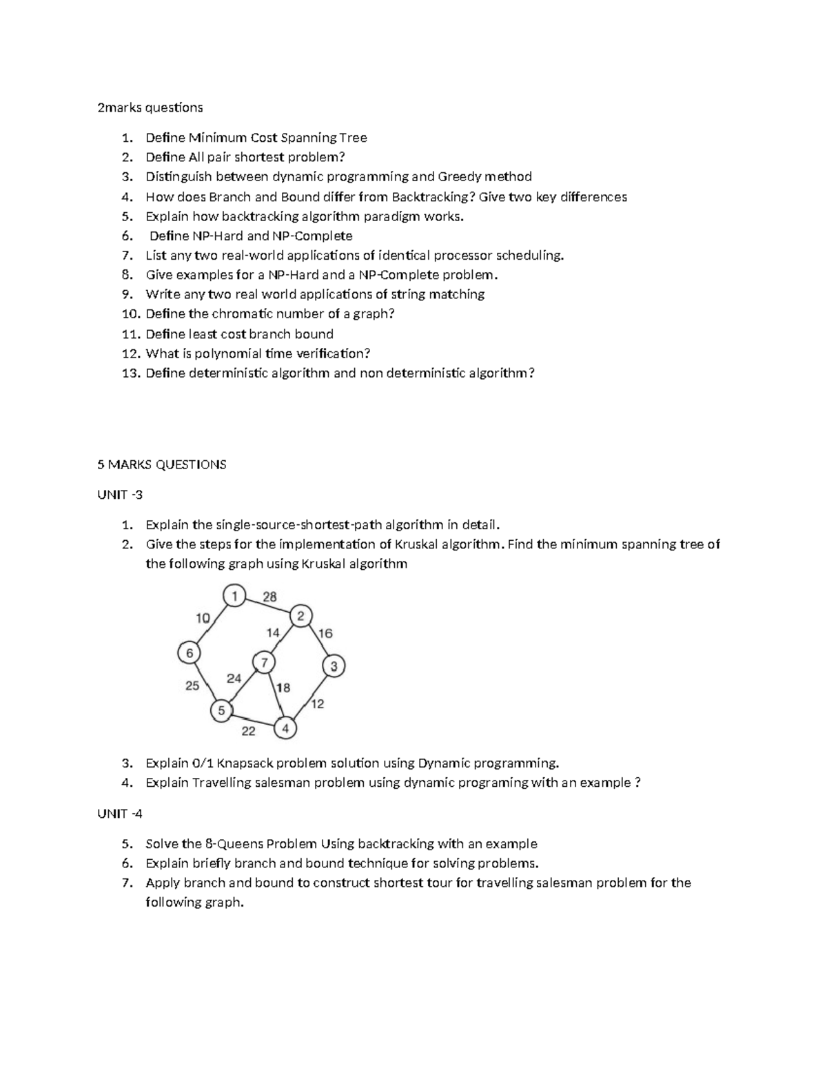 ADS AA Midterm Question Bank: Algorithms & Data Structures - Studocu