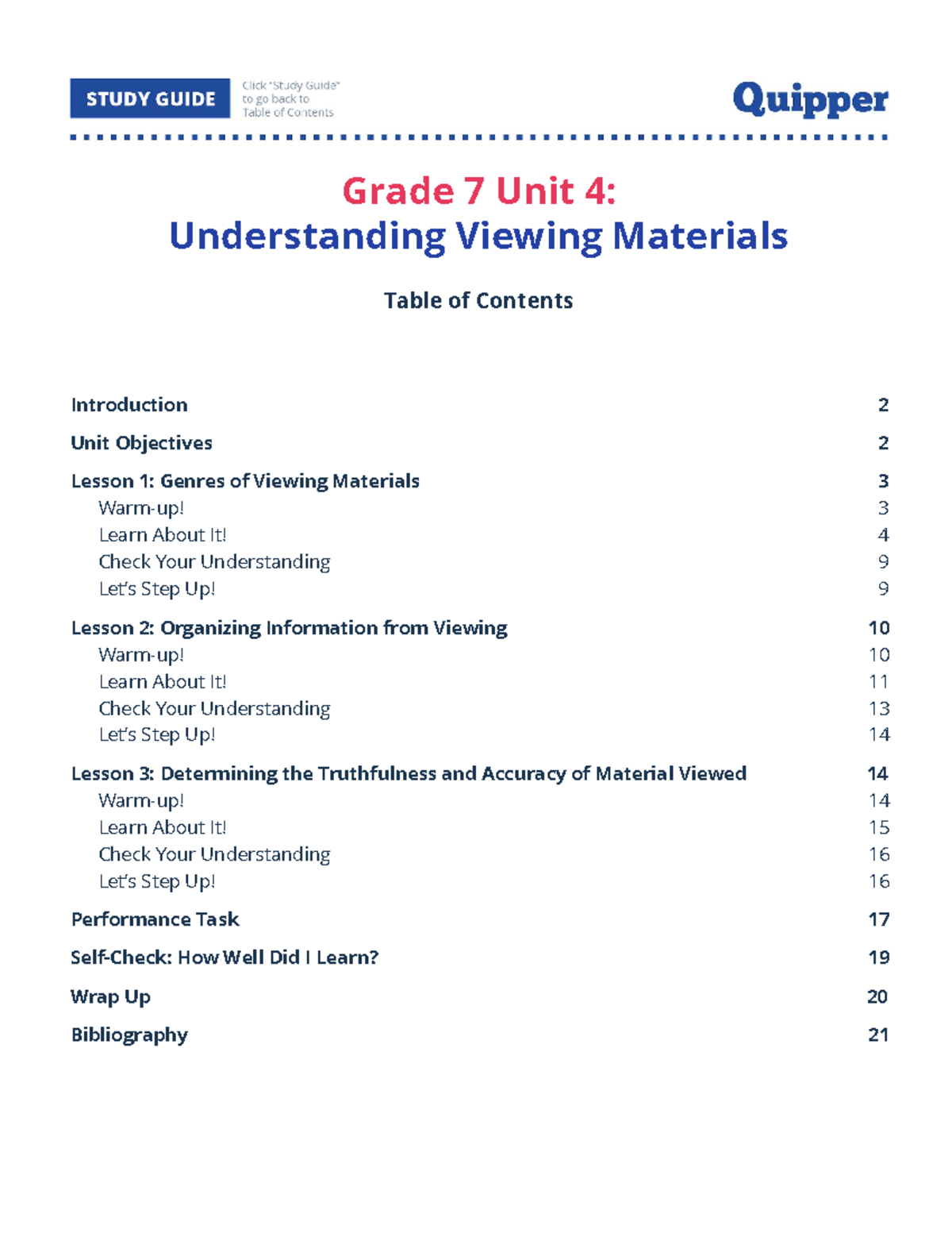 Unit 4 Understanding Viewing Materials - Grade 7 Unit 4: Understanding ...