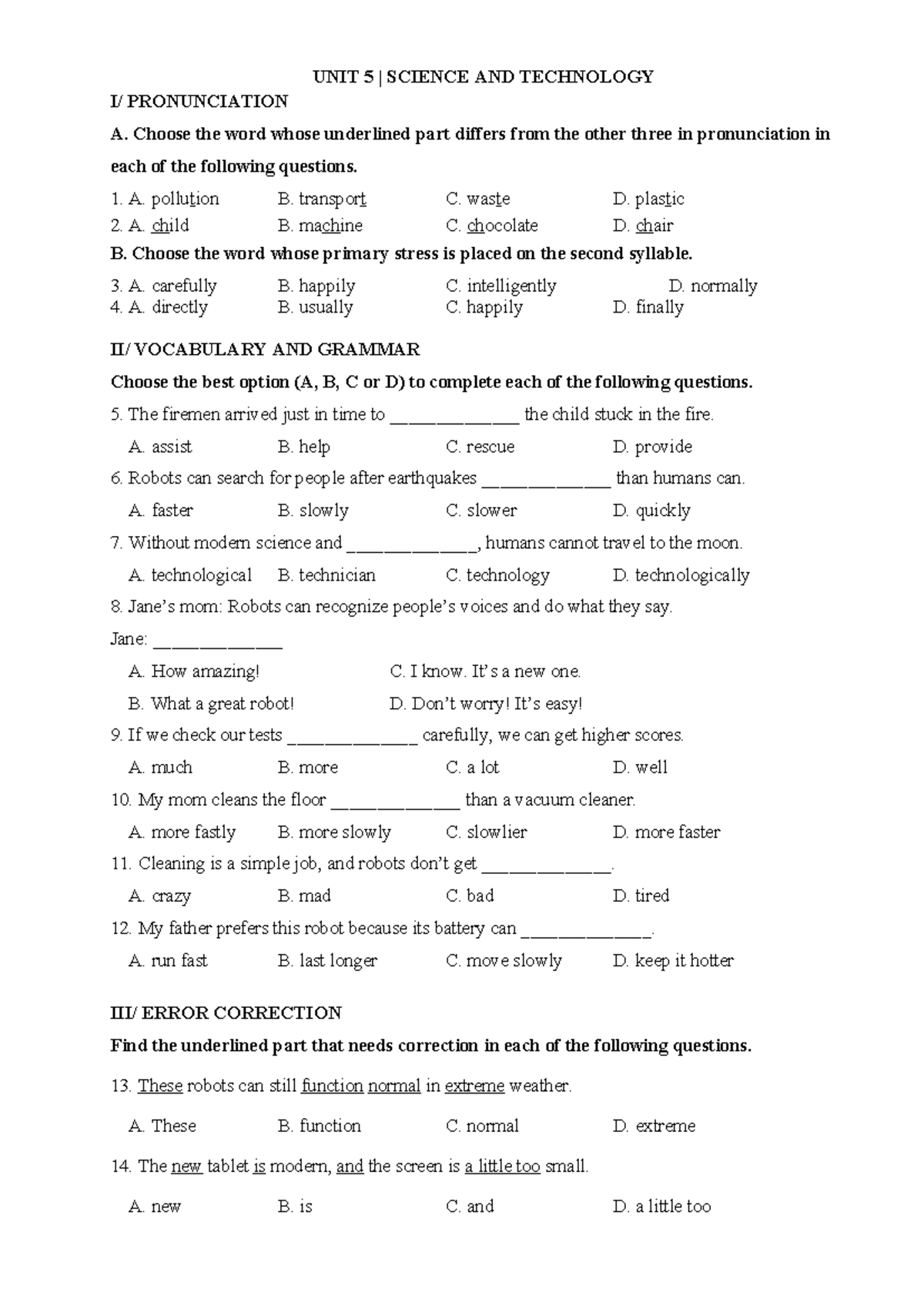 UNIT 5 & 6 SCIENCE AND TECHNOLOGY & LIFE ON OTHER PLANETS REVIEW NOTES ...