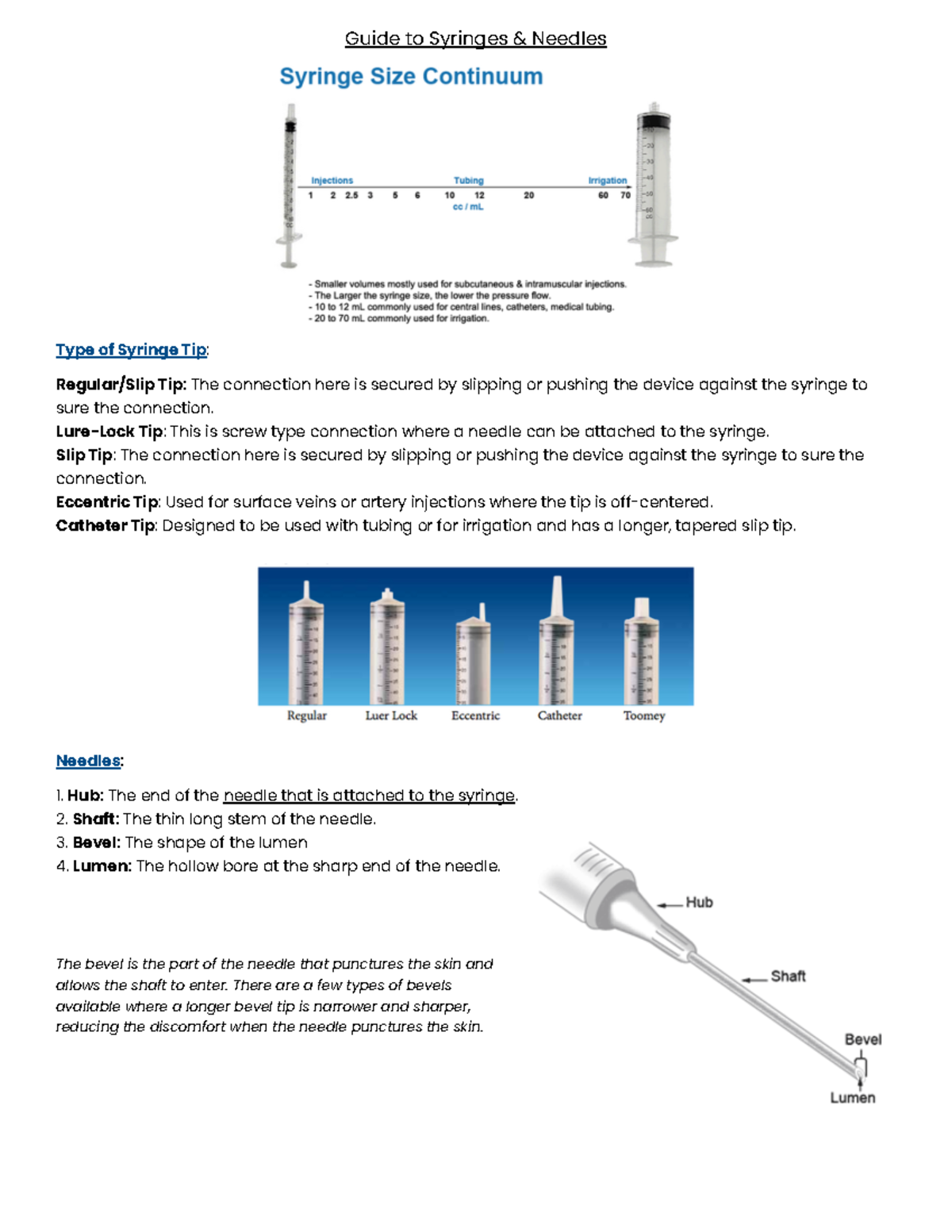 Guide To Syringes & Needles - Tip: This is screw type connection where ...