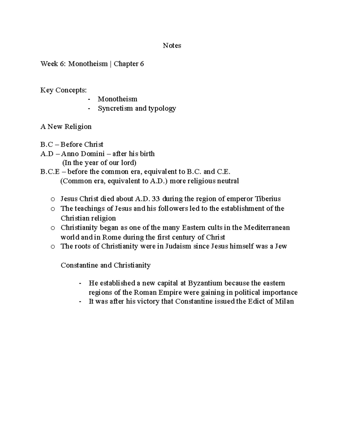 Art History 101 | Chapter 6 Notes: Monotheism & Christianity - Studocu