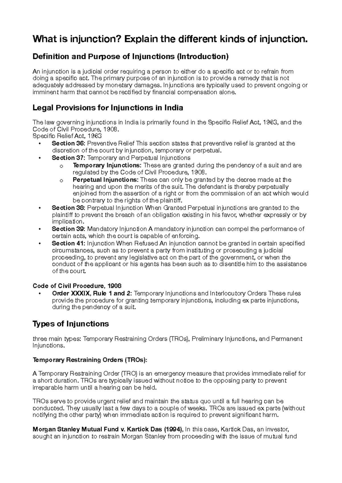Injunctions in India: Types, Legal Provisions, and Case Studies (Law ...
