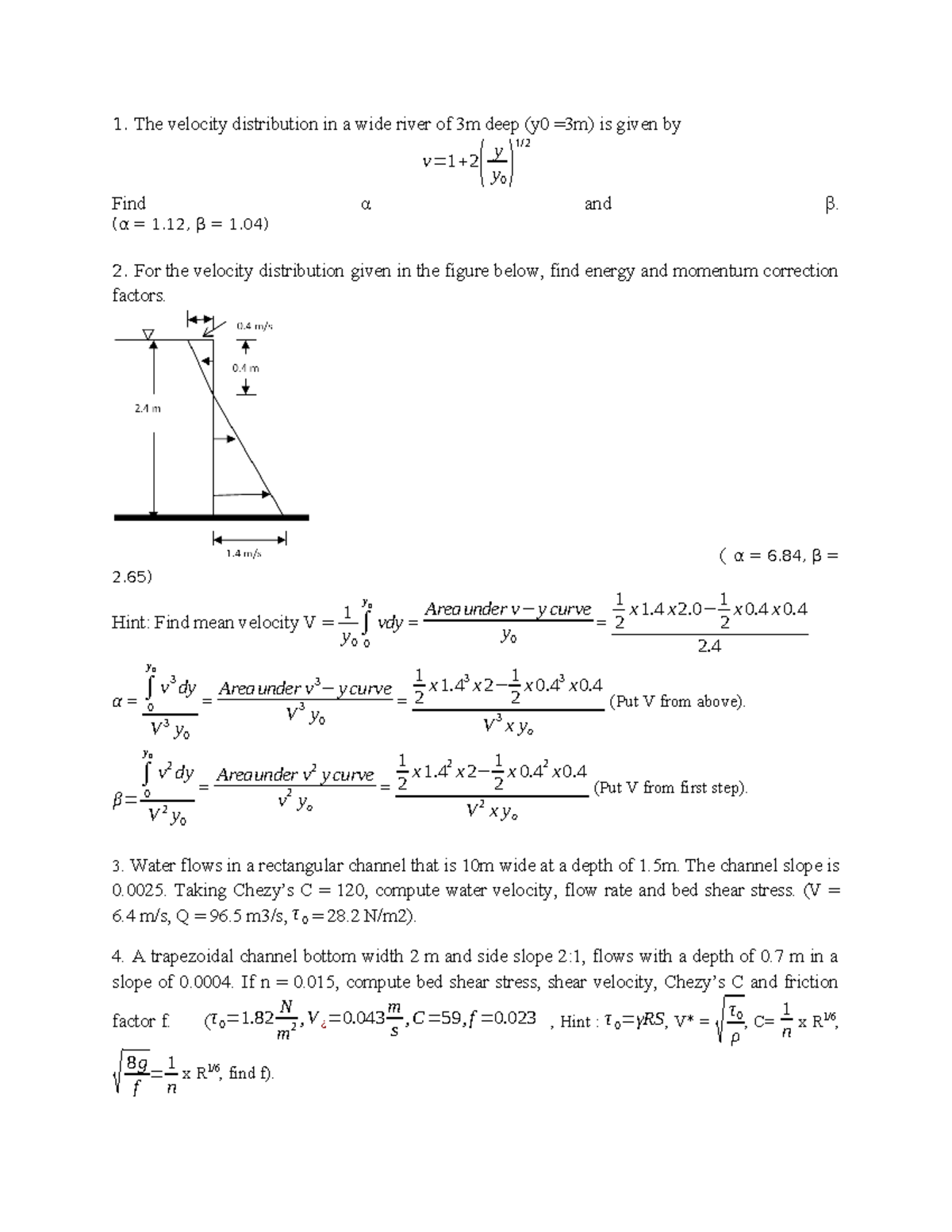 Open Channel Flow Tutorials: Velocity, Shear Stress & Discharge ...