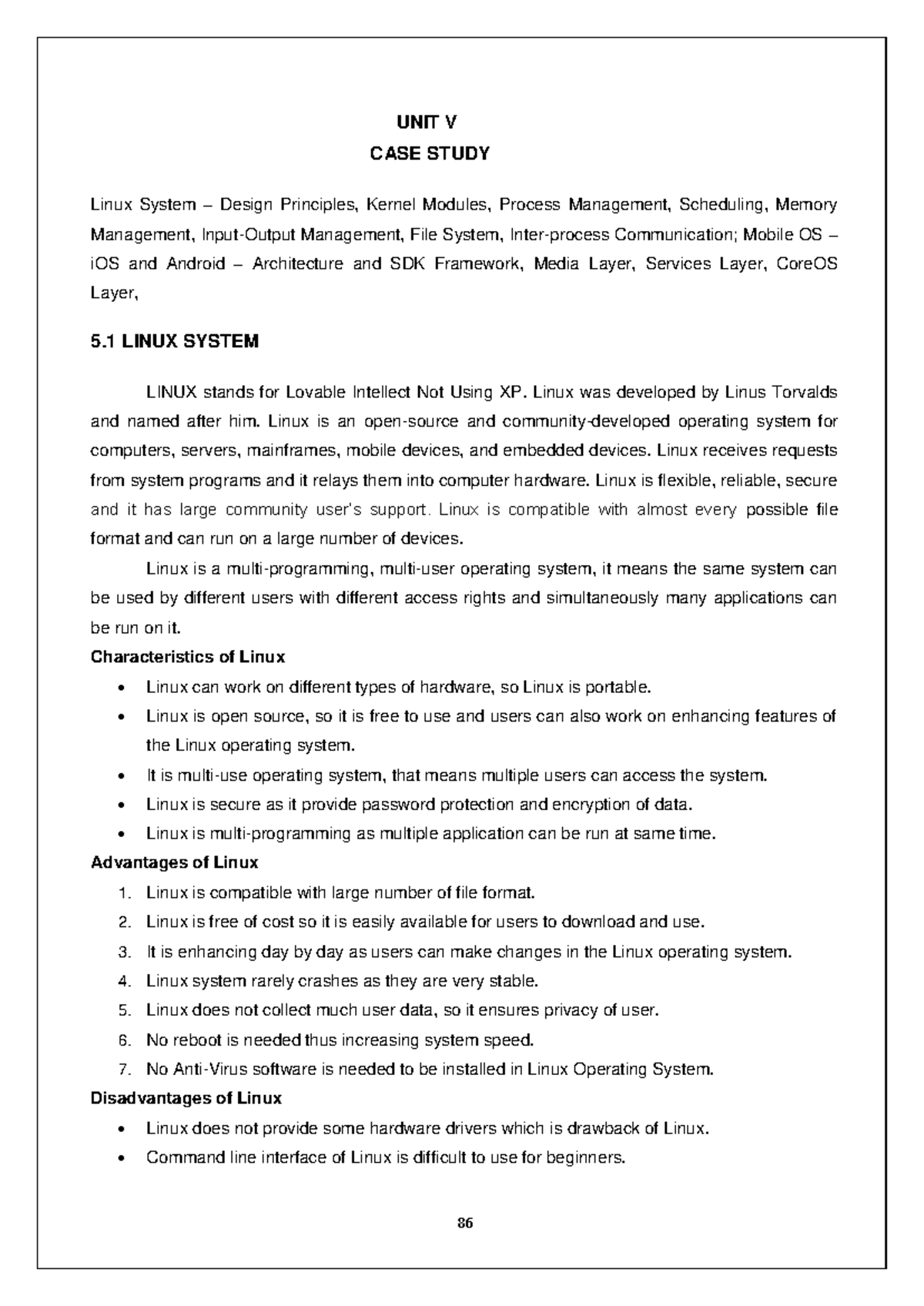 OS - UNIT 5: Case Study on Linux System & Mobile OSs (iOS, Android ...