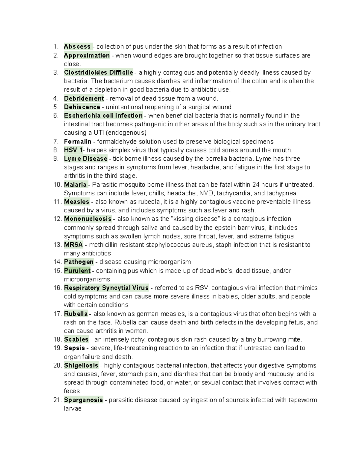 Infectious Diseases Glossary: Key Terms & Definitions (Course Code ...