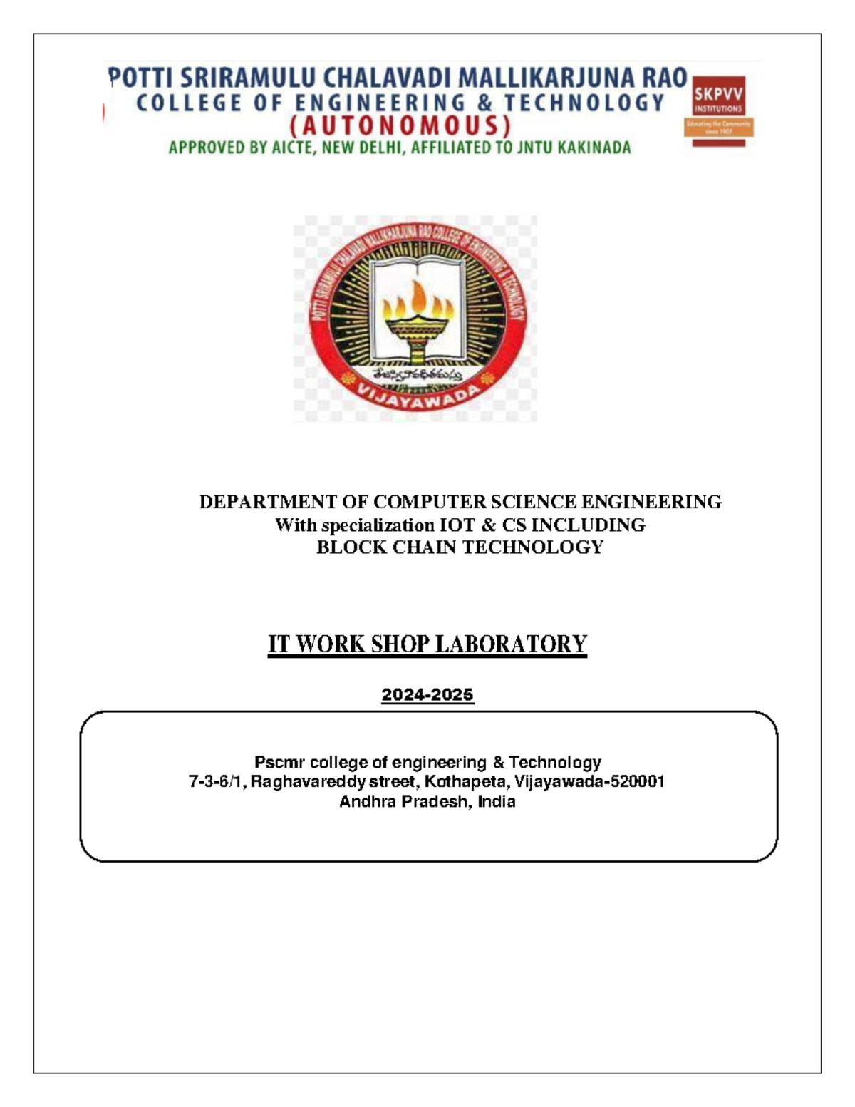 IT WORKSHOP Laboratory Record - CSE IOT & CS 2024-2025 - Studocu