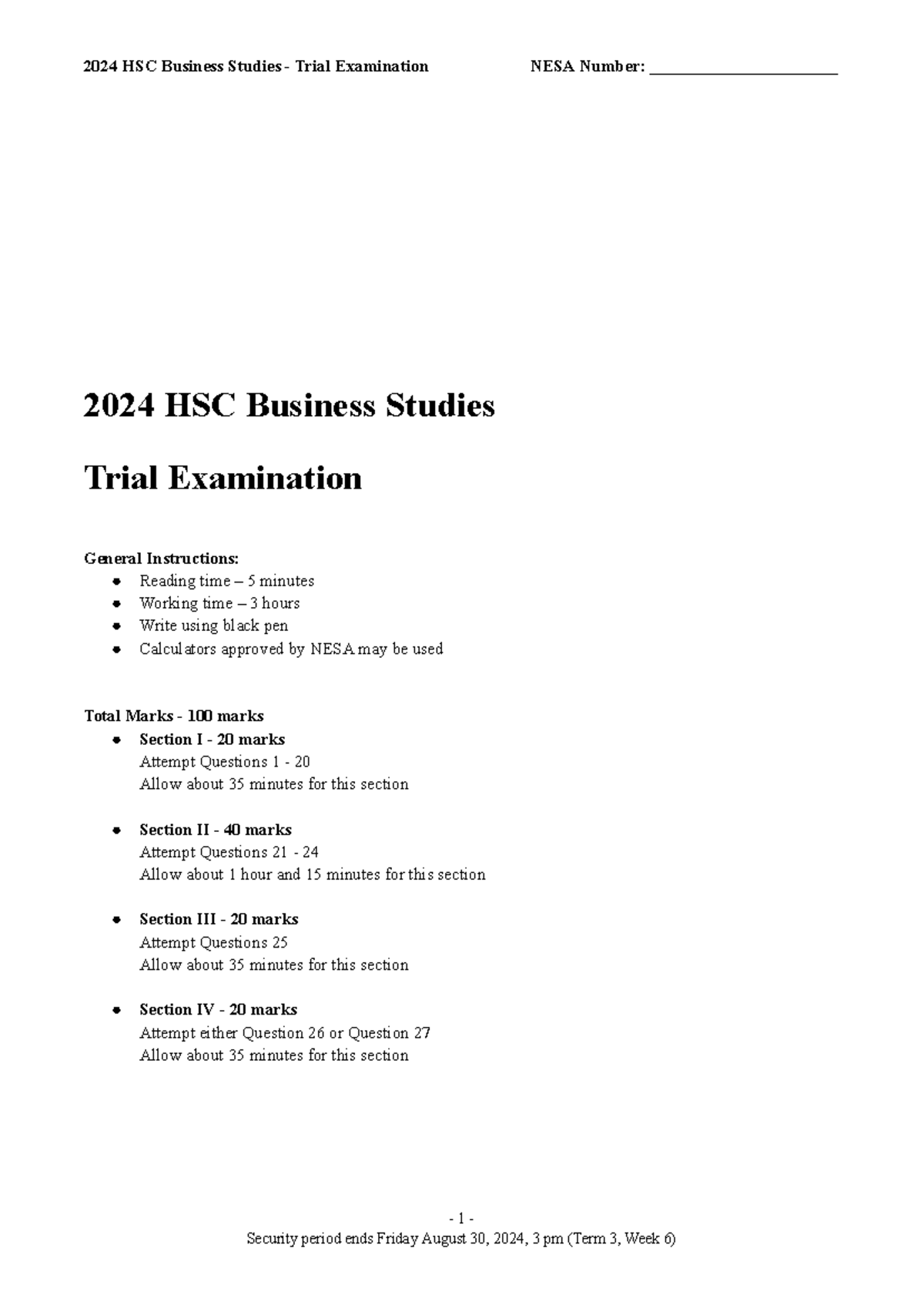 2024 HSC Business Studies Trial Exam: Marking Criteria & Answers - Studocu
