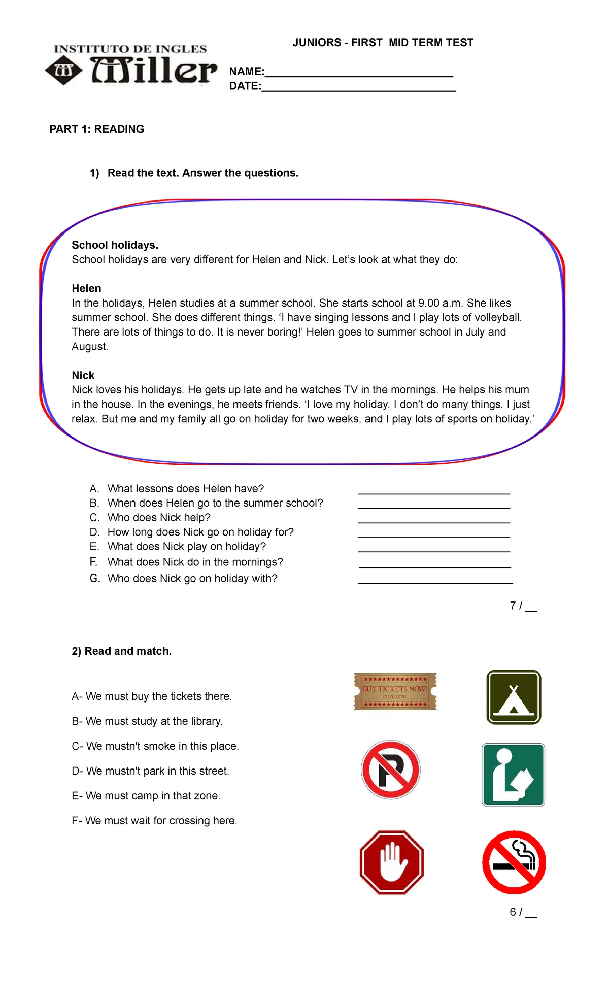 First MID TERM TEST - EMA: Reading & Use of English - Studocu