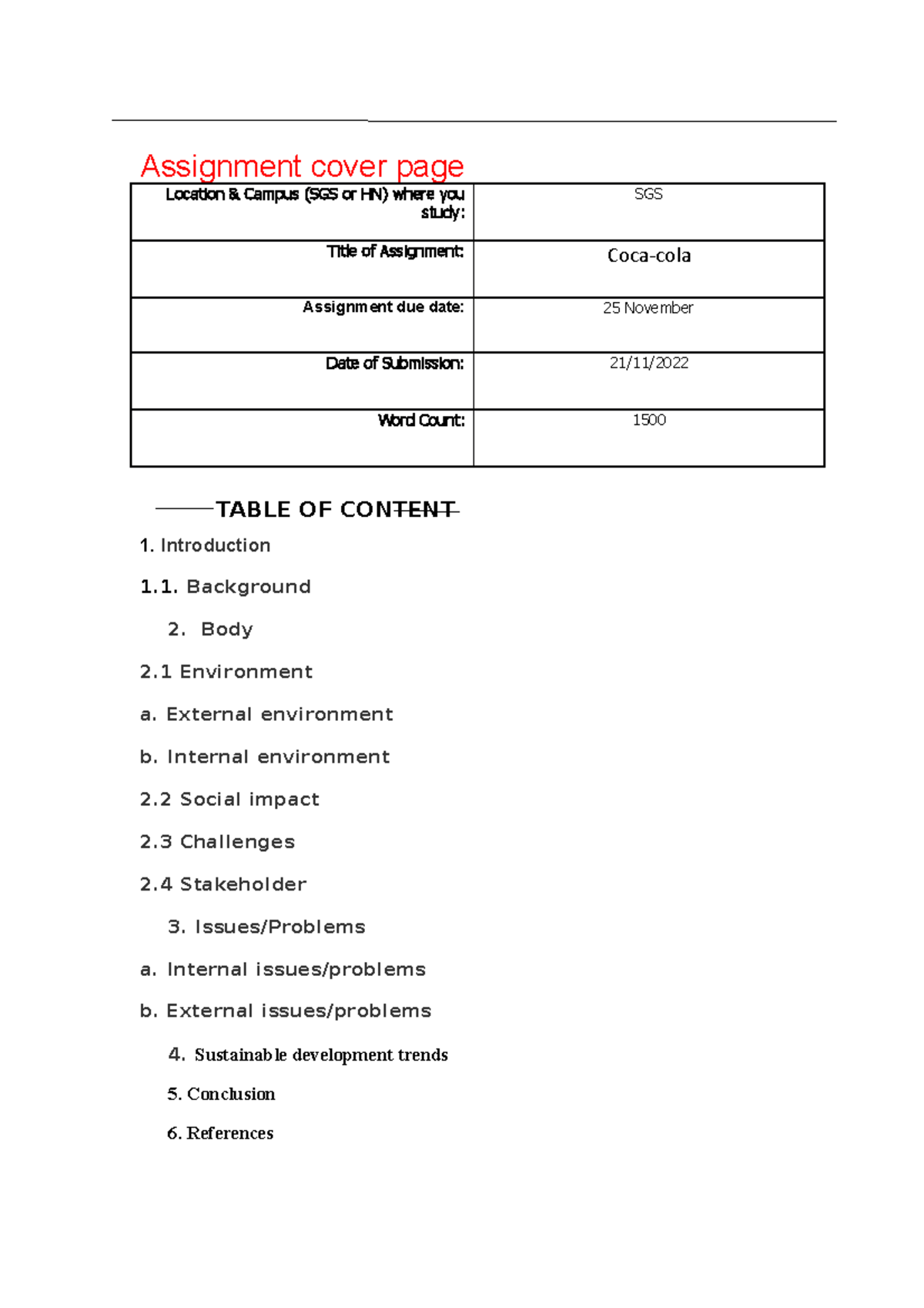 BIS-assignment 1-S3975541 - Assignment cover page Location & Campus ...