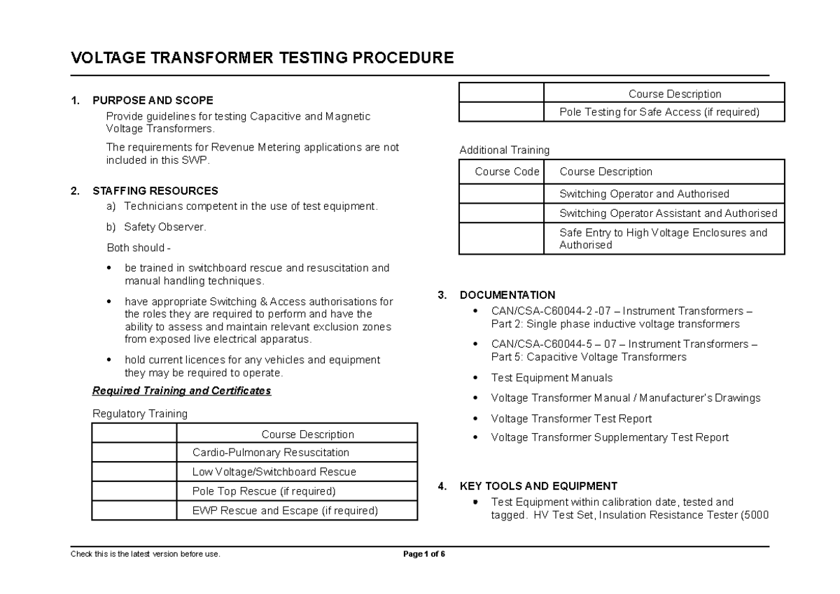 (10) VT Test Procedure - 1. PURPOSE AND SCOPE Provide guidelines for ...