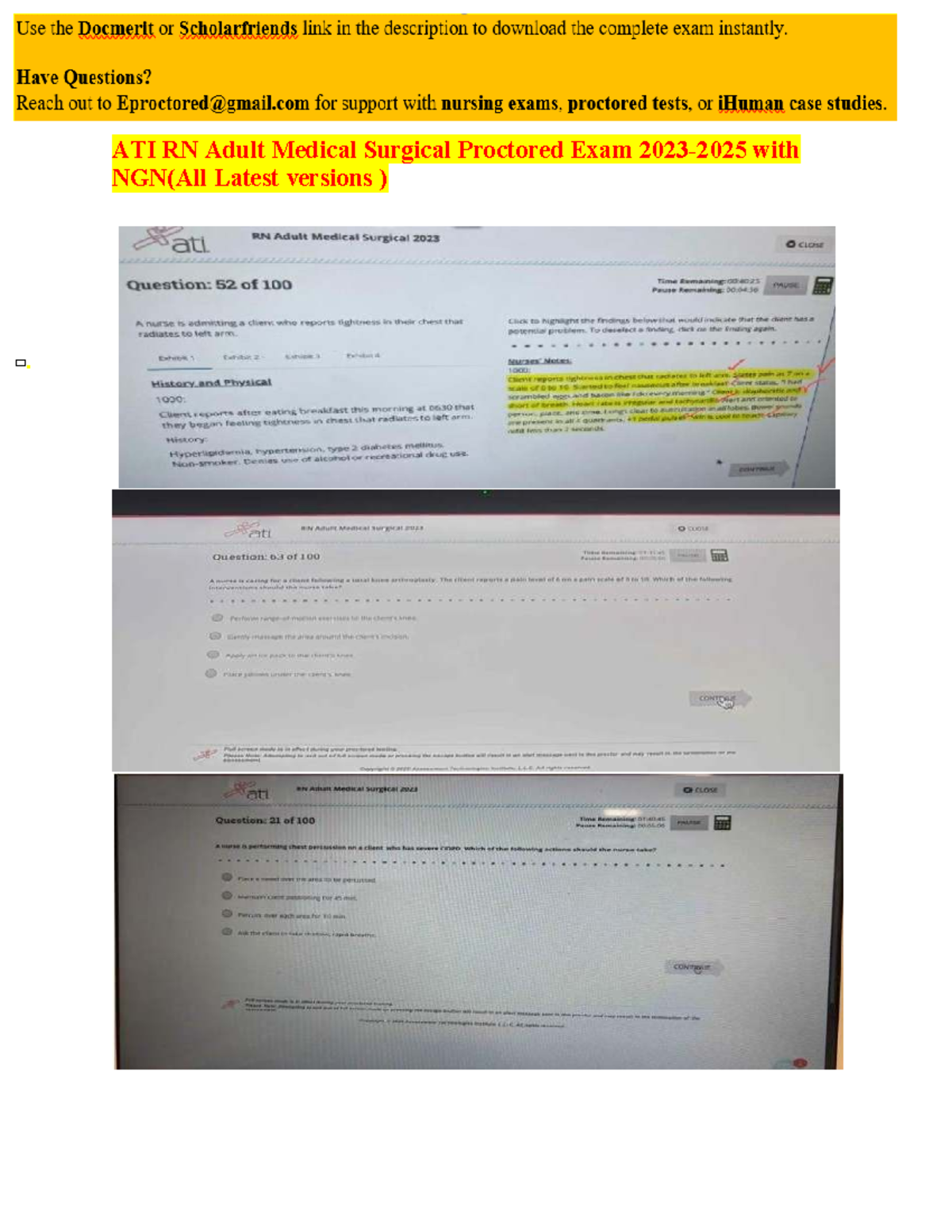 ATI RN Adult Medical Surgical Proctored Final Exam 2025 with NGN - Studocu