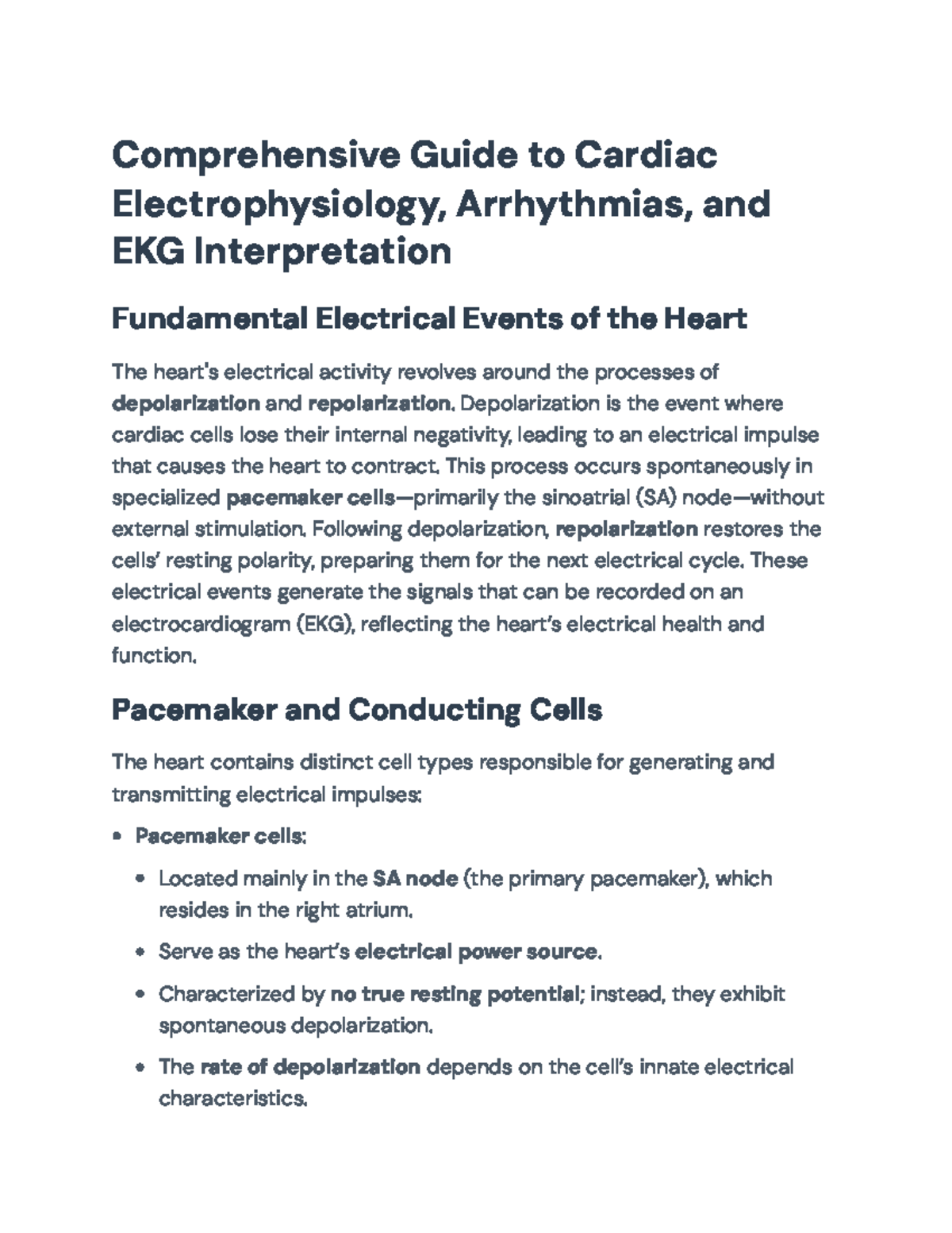 Comprehensive Guide to Cardiac Electrophysiology & EKG Insights (MED ...