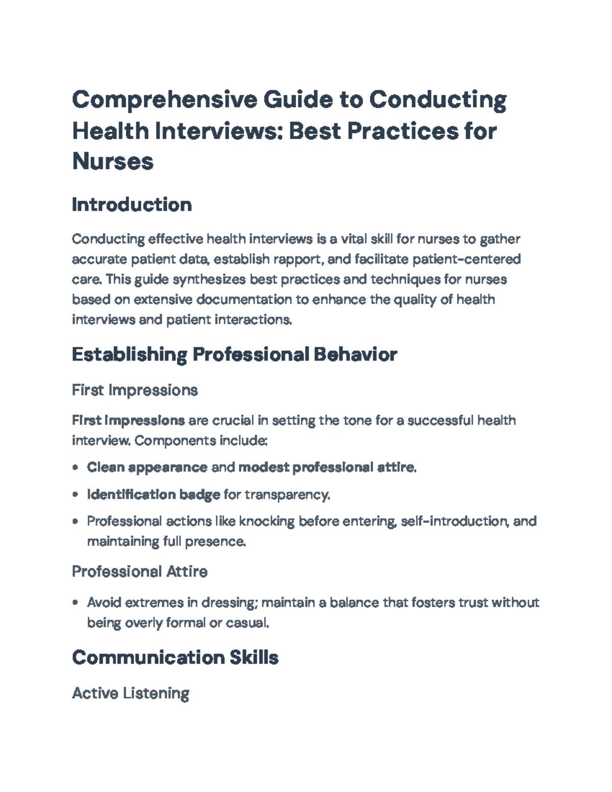 Best Practices for Conducting Health Interviews in Nursing - Comprehensive Guide to Conducting ...