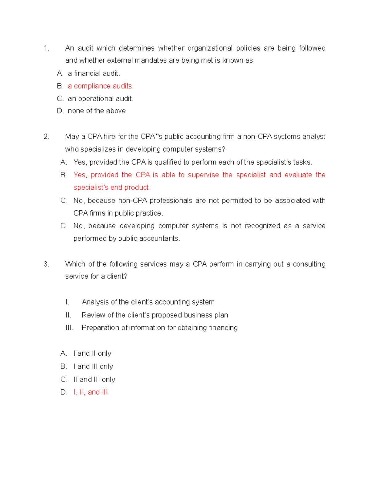 Audit Theory Quiz 3 - Key Questions & Answers Guide - Studocu