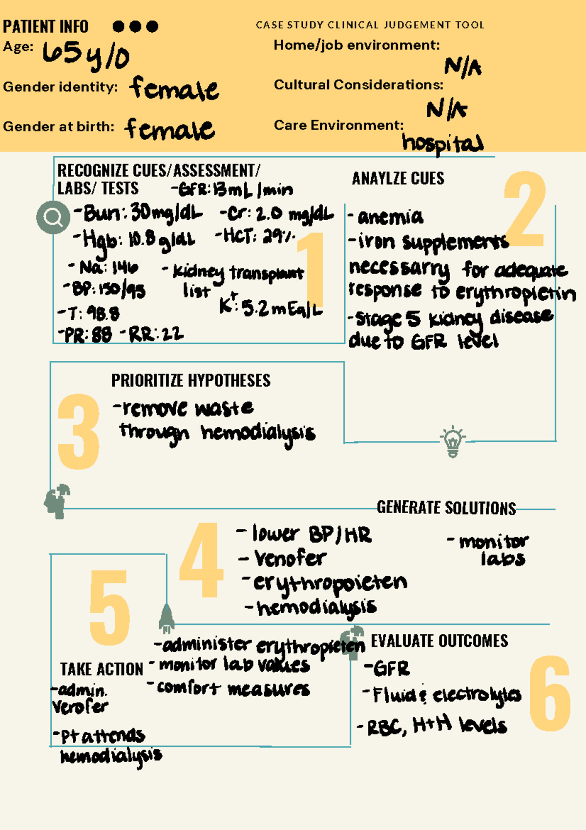 CKD Case Study: Clinical Judgement Tool & Patient Info - Studocu
