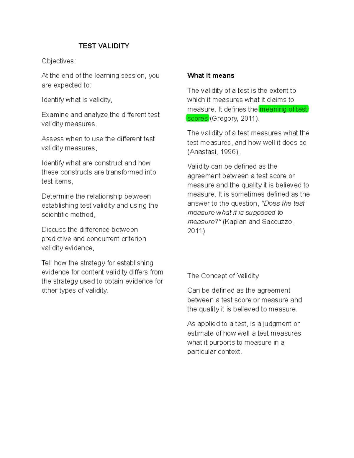 Psych 082731 Midterm Exam Reviewer: Test Validity Insights - Studocu