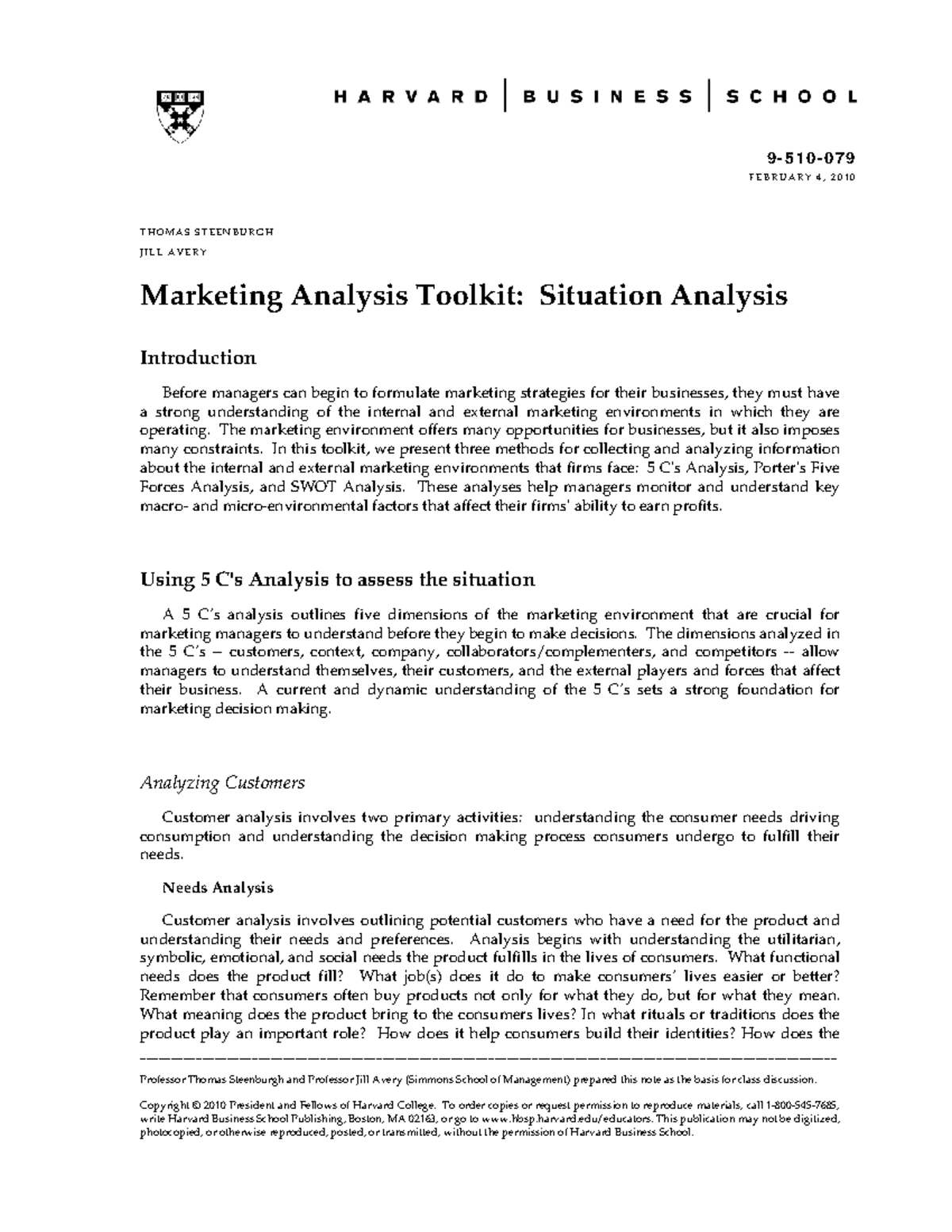 Marketing Analysis Toolkit: Situation Analysis (MKT 171) - Studocu