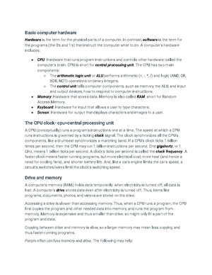 Computer Science overview notes - Compsci 1033B – Final Exam Notes ...