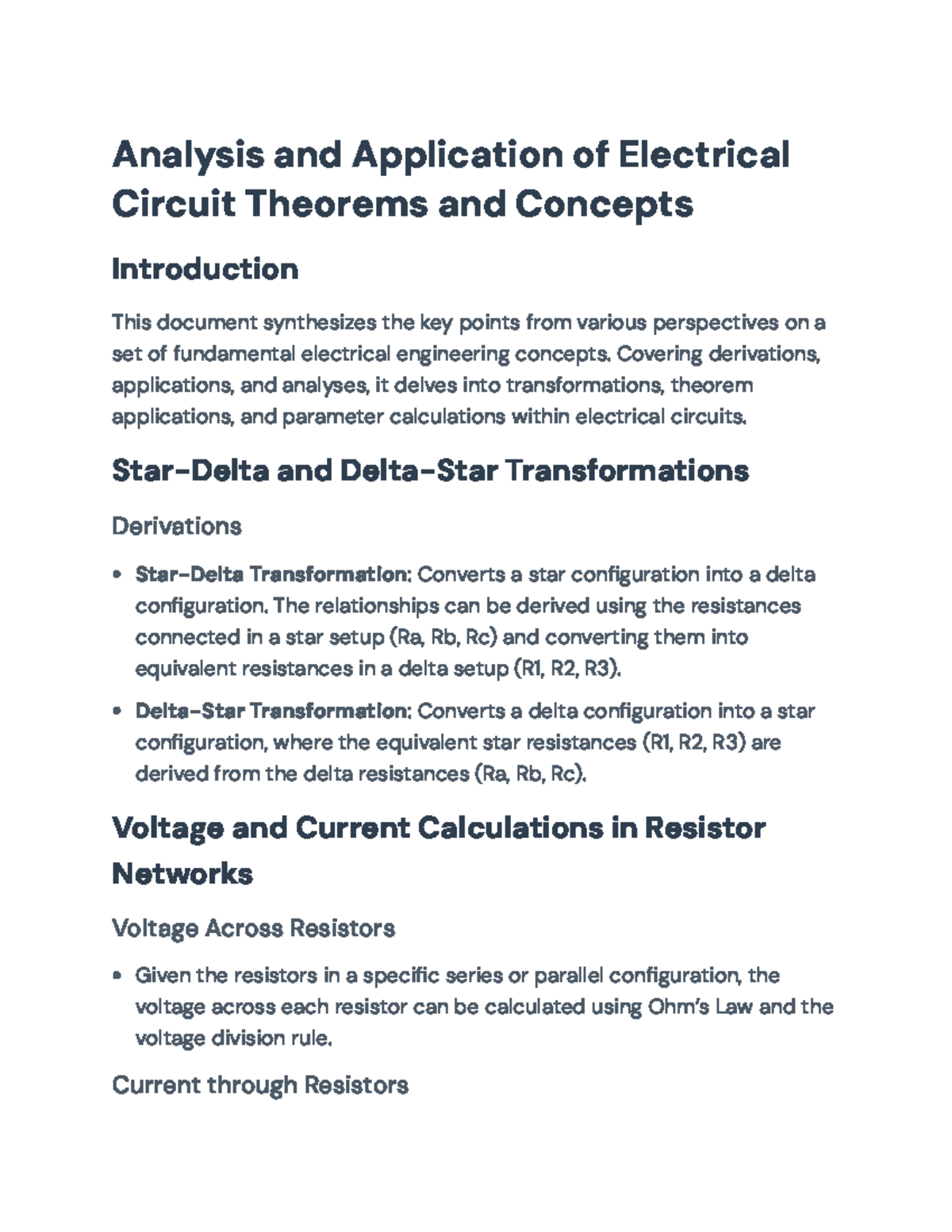 Analysis and Application of Electrical Circuit Theorems and Concepts ...