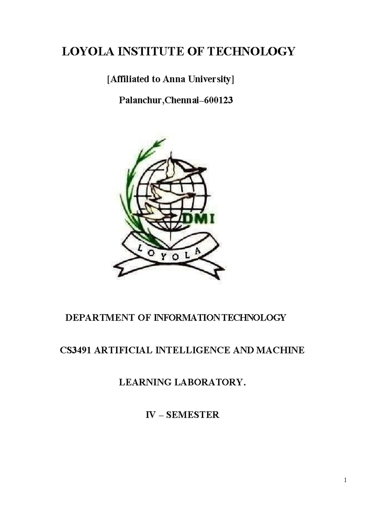 CS3491 AI & ML Lab Manual: Uninformed Search & Naïve Bayes Models - Studocu