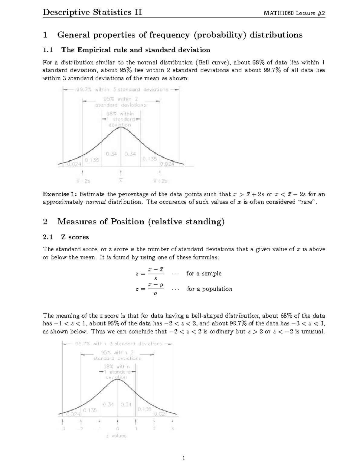 Descriptive Statistics II MATH1060 Lecture 02: Frequency Distributions ...