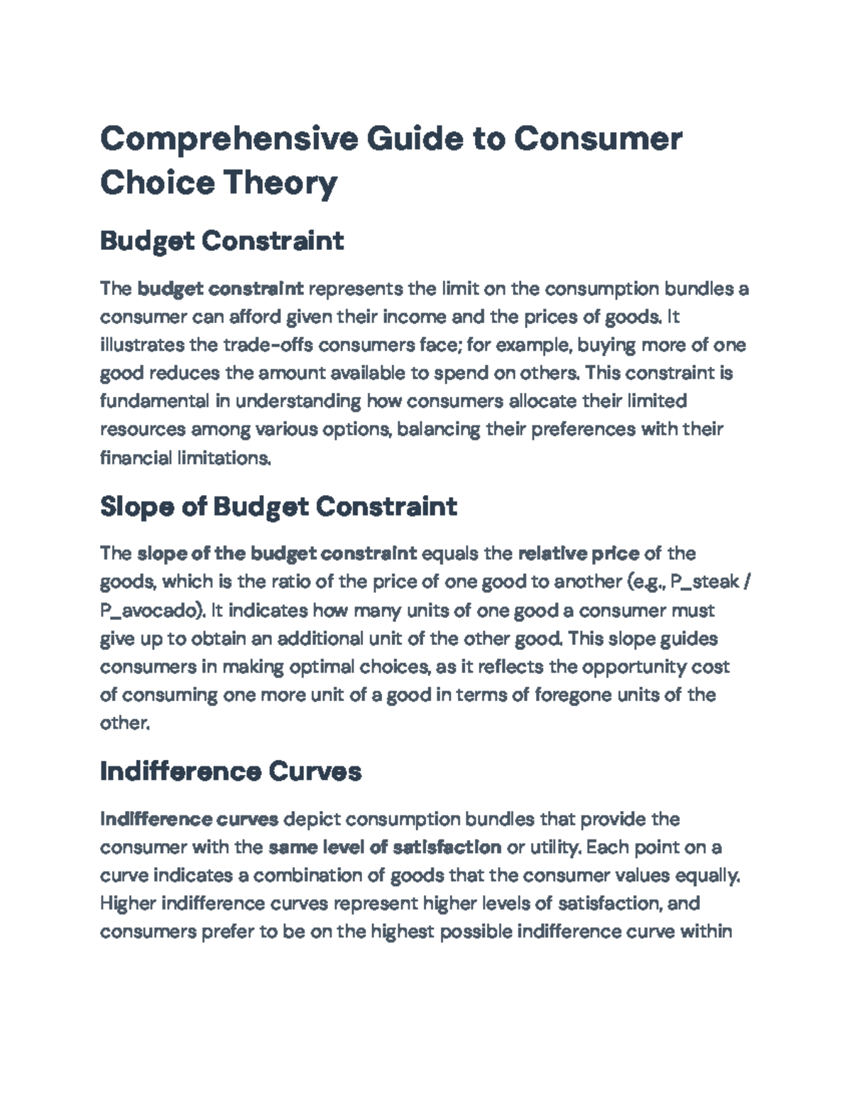 Consumer Choice Theory: Budget Constraints, MRS & Demand Analysis - Studocu